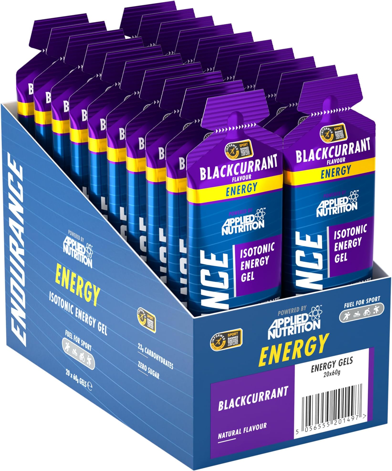 Applied Nutrition Endurance Isotonic Gel Pre Workout Food Supplement, Black Currant, 1 Piece (Pack of 20 x 60g) (Blackcurrant)
