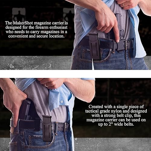 Miniatura 5 de MakerShot Portador de revistas funda para cargador de cinturón de pistola, accesorios de cinturón táctico, equipo táctico, almacenamiento de