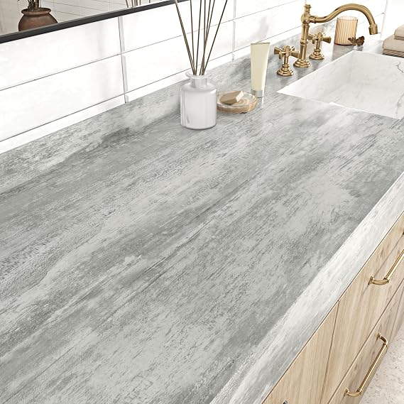 WESTICK Grey Wood Contact Paper Peel and Stick Countertops Gray Wood Wallpaper Self Adhesive Waterproof Wood Grain Contact Paper for Countertop Table Kitchen Cabinets Walls 15.8 x 78