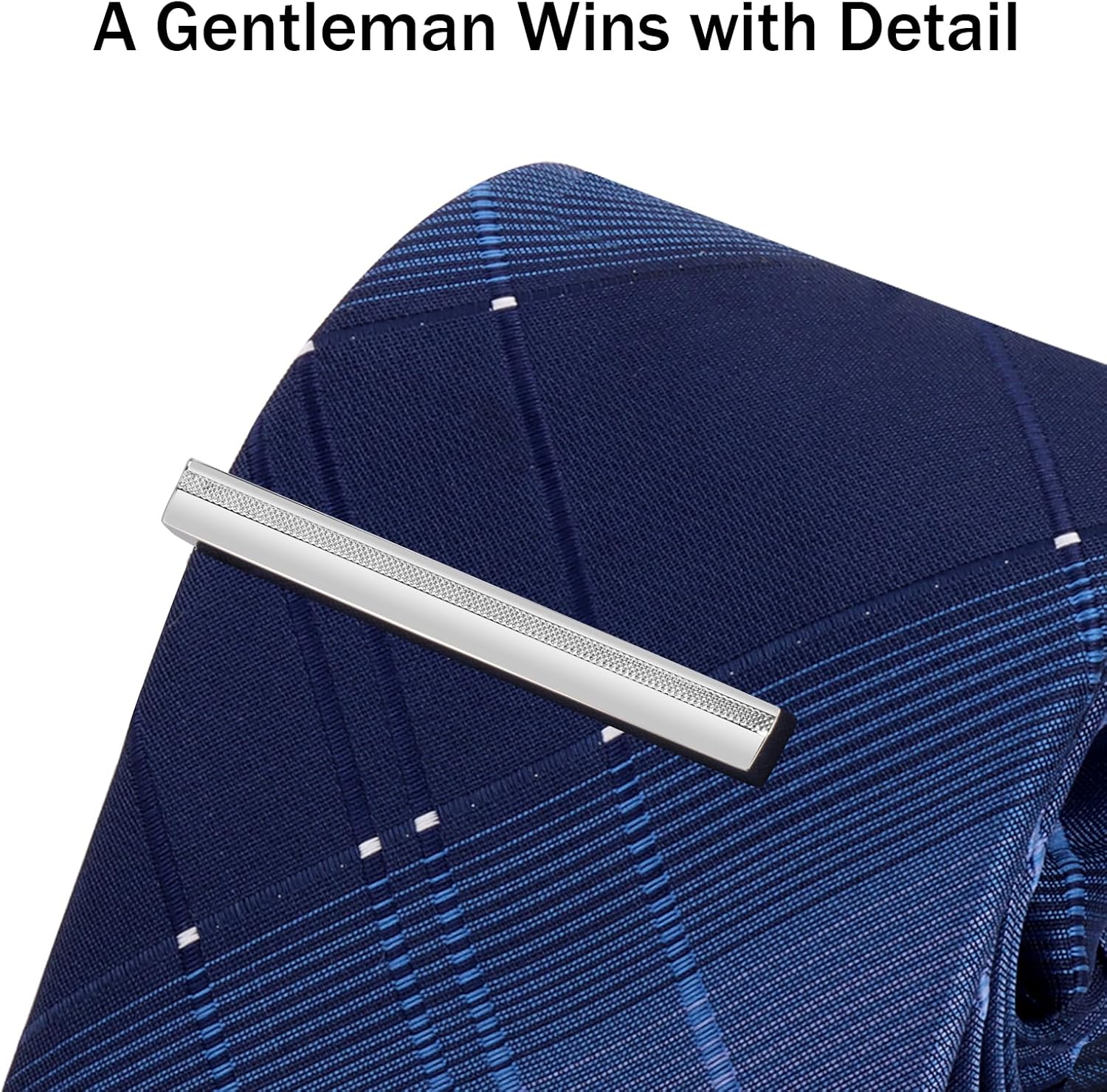 Tie Clip for Men Black, 2 Inch Tie Bar Tie Pins and Clips for Regular Tie, Unique Men Tie Clip Tie Clasp Silver Suitable for Wedding Anniversary, Business Professional, Father's Day Gift