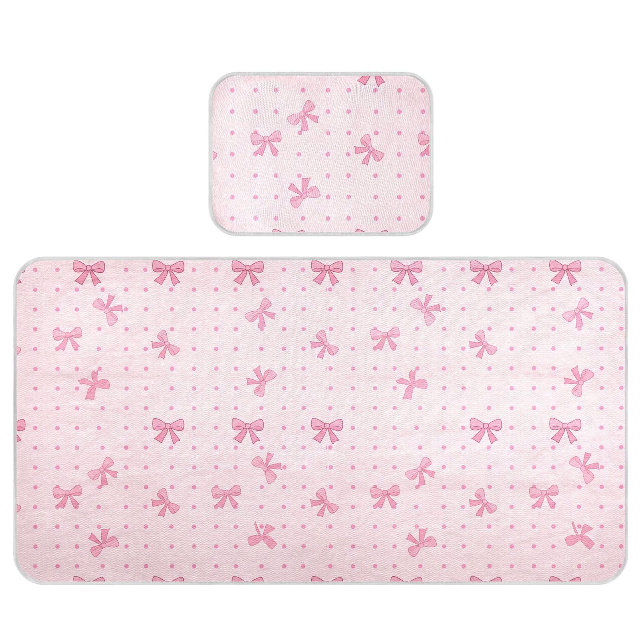 Takiito Pink Bows Baby Cooling Mattress Pad, Soft & Breathable Cooling Mat Keep Baby Cool in Summer 28x52 in, Nursery Essential