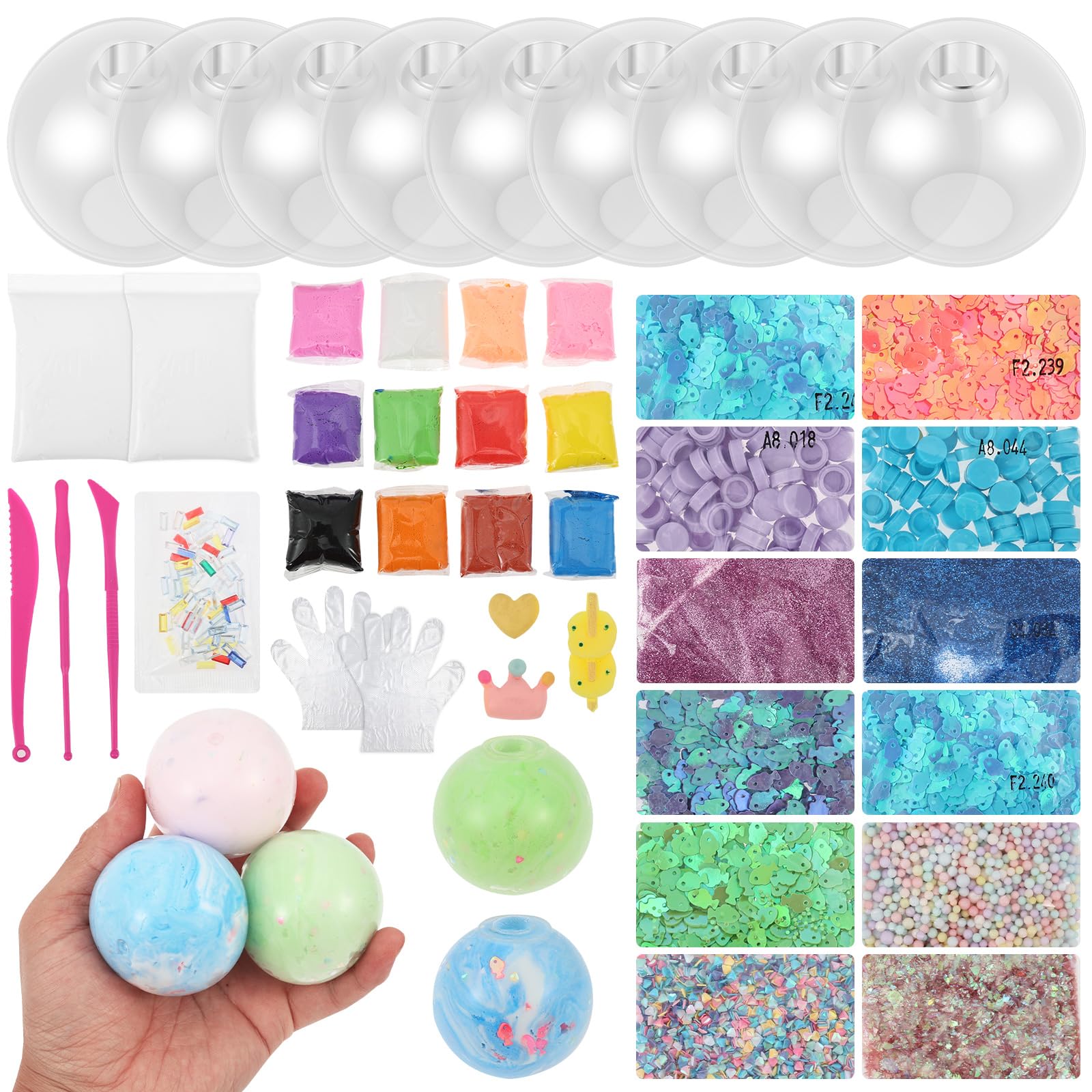 Gatphy DIY Stress Ball Making Kit, DIY Your Own Sparkling Stress Balls with Accessories, Fillable Ball Shells, Clay, Sequins & Beads, Sensory Squishy Balls for Creative Activities and Relaxation