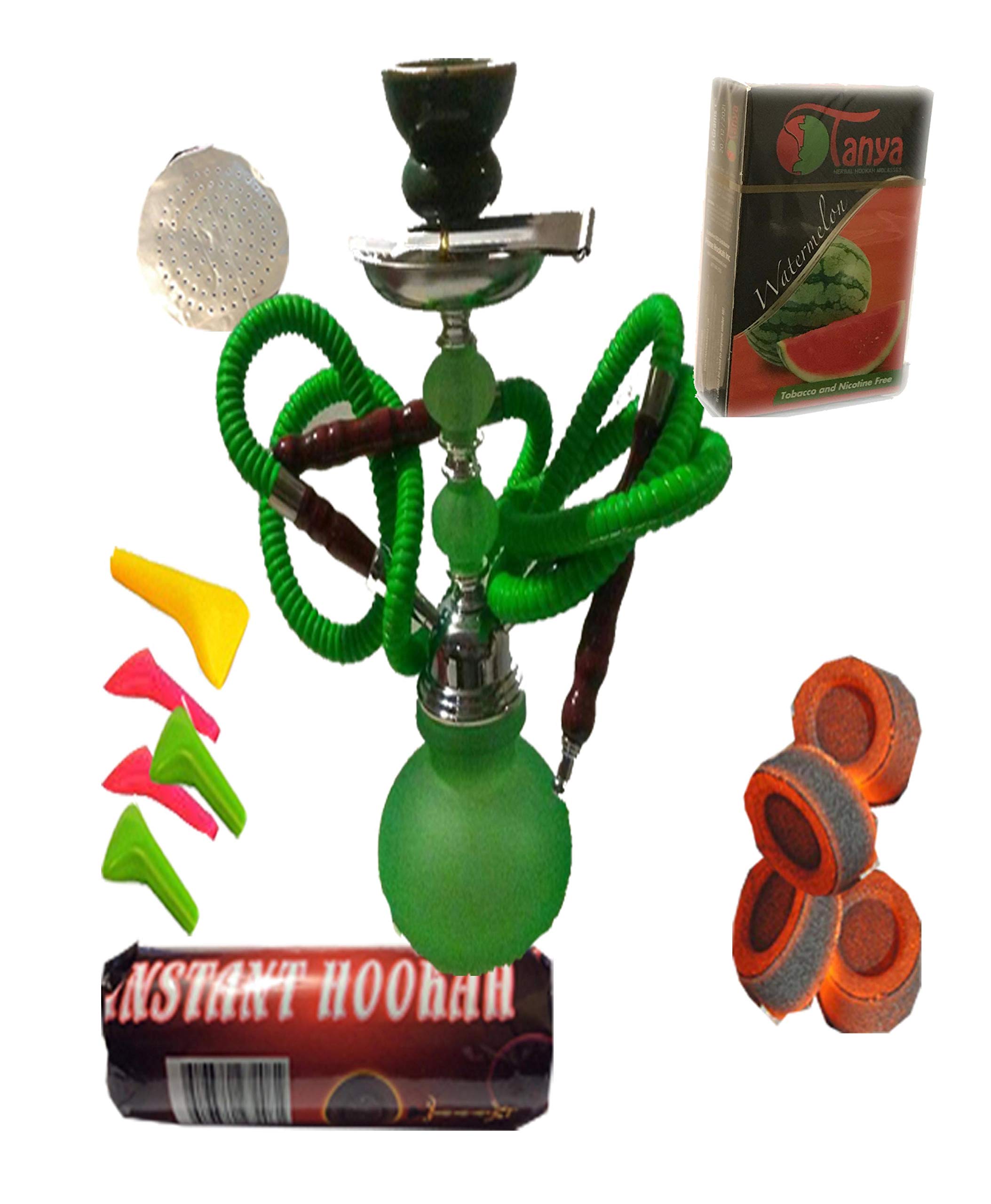 2 Hose Hookah Neon Two Styles to Choose from 12 Height Cute Shape Comes with 10 Instant Charcoal