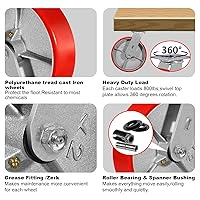 Vista 3 de Ruedas de 8 x 2 pulgadas, juego de 4 ruedas industriales resistentes, ruedas de poliuretano con fuerte capacidad de carga de 6000 libras