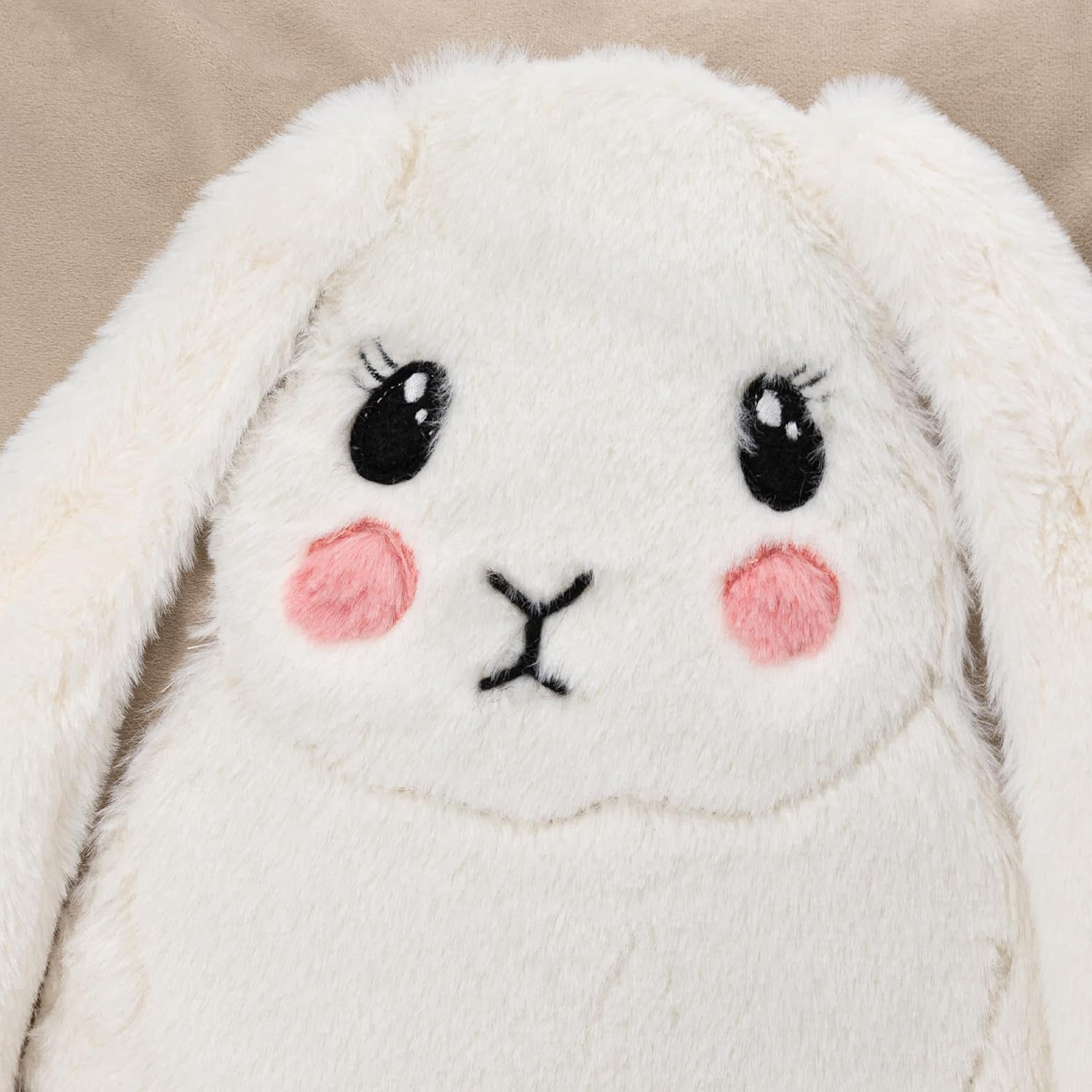JWH Easter Rabbit Throw Pillow Cover Decorative Faux Fur Bunny Pillow Case Velvet Pillowcase Animal Cushion for Bed Living Room Couch Chair 18x18 Inches Beige White