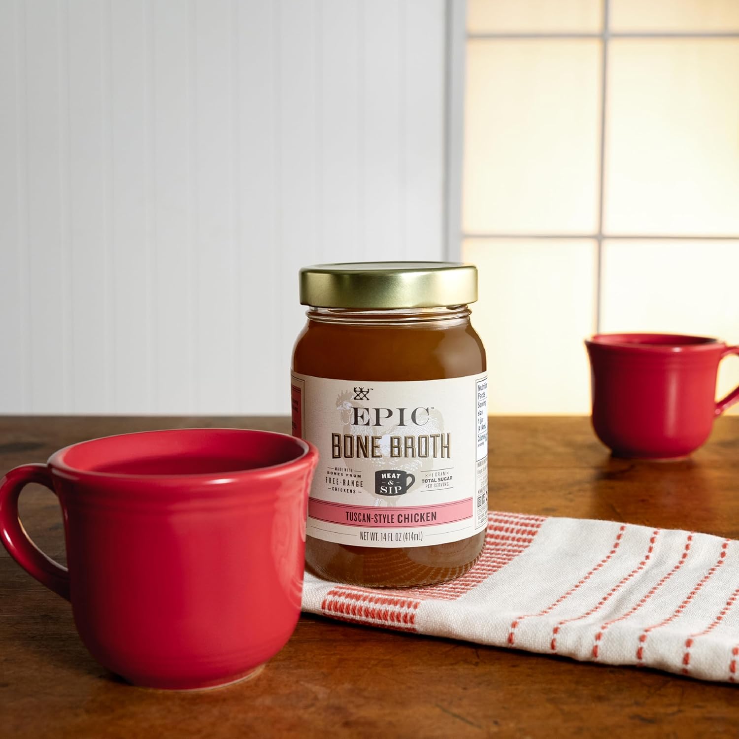 EPIC Tuscan Chicken Bone Broth, Keto Consumer Friendly, 14 oz jar