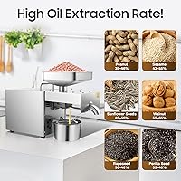 Vista 4 de Máquina de prensa de aceite de 1500 W Expel, acero inoxidable eléctrico automático frío caliente con panel de control inteligente, pantalla táctil