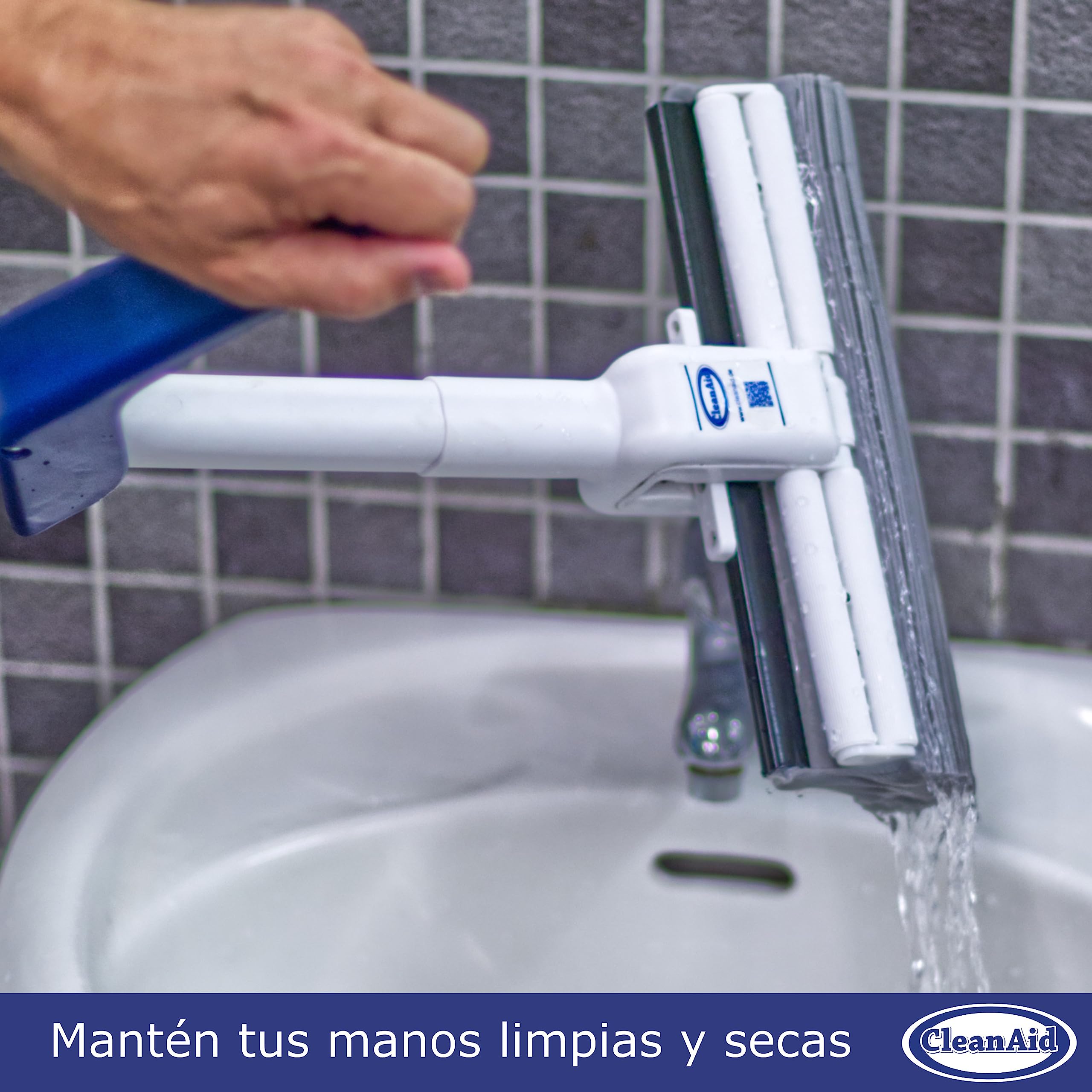 Escoba fregona OneTouch Magic de CleanAid – Esponja PVA Ultra Absorbente Permite Limpiar los Suelos sin mojarse y ensuciarse Las Manos Ideal para Todas Las Superficies Lisas