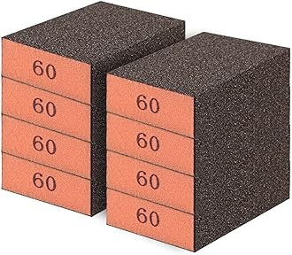 Romeda 8-Pack Sandpaper Block, 60 Grits Washable and Reusable Handmade Sanding Sponge, Drywall Sandpaper Blocks for Wooden Drywall Sheetrock and Metal Glazing