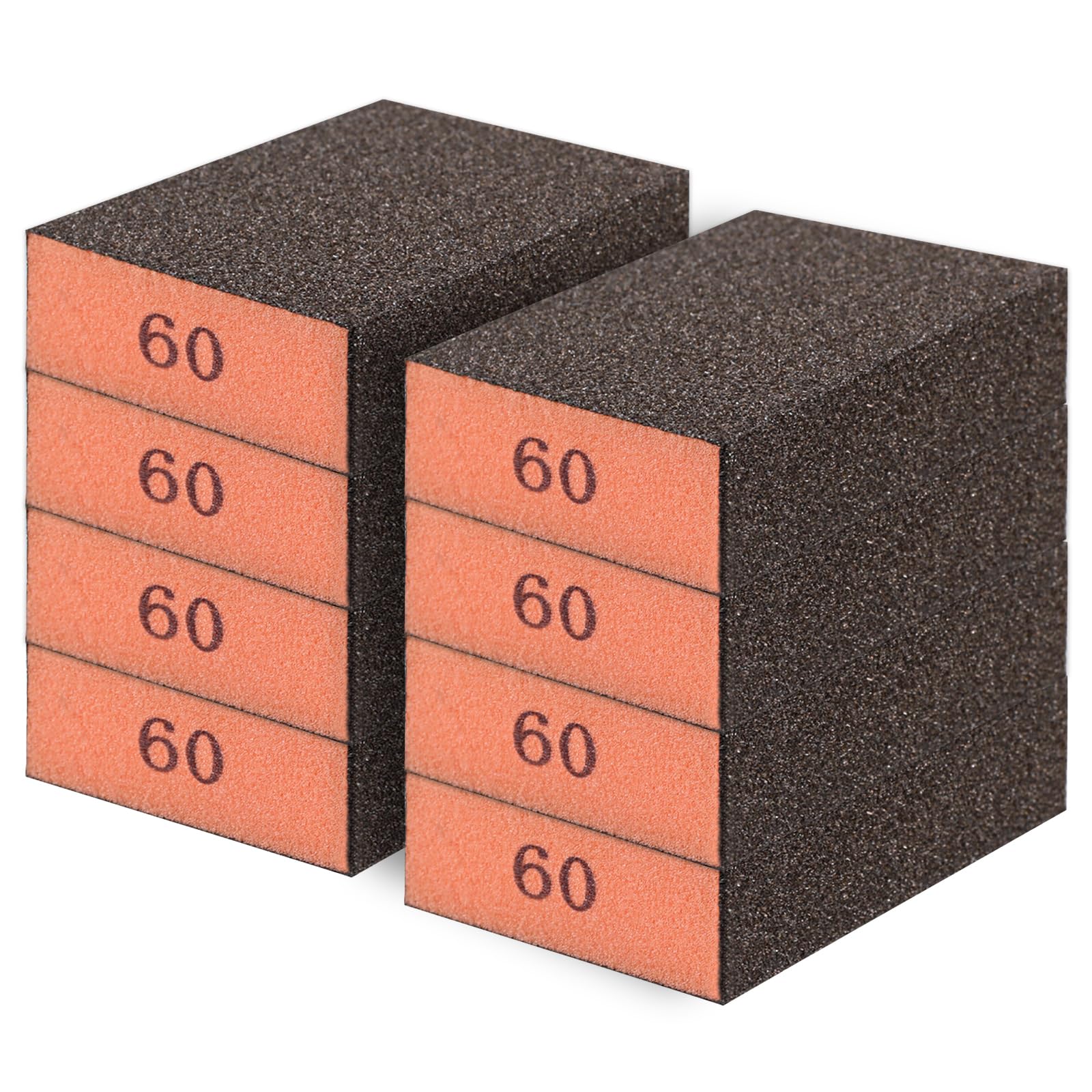 Romeda 8-Pack Sandpaper Block, 60 Grits Washable and Reusable Handmade Sanding Sponge, Drywall Sandpaper Blocks for Wooden Drywall Sheetrock and Metal Glazing