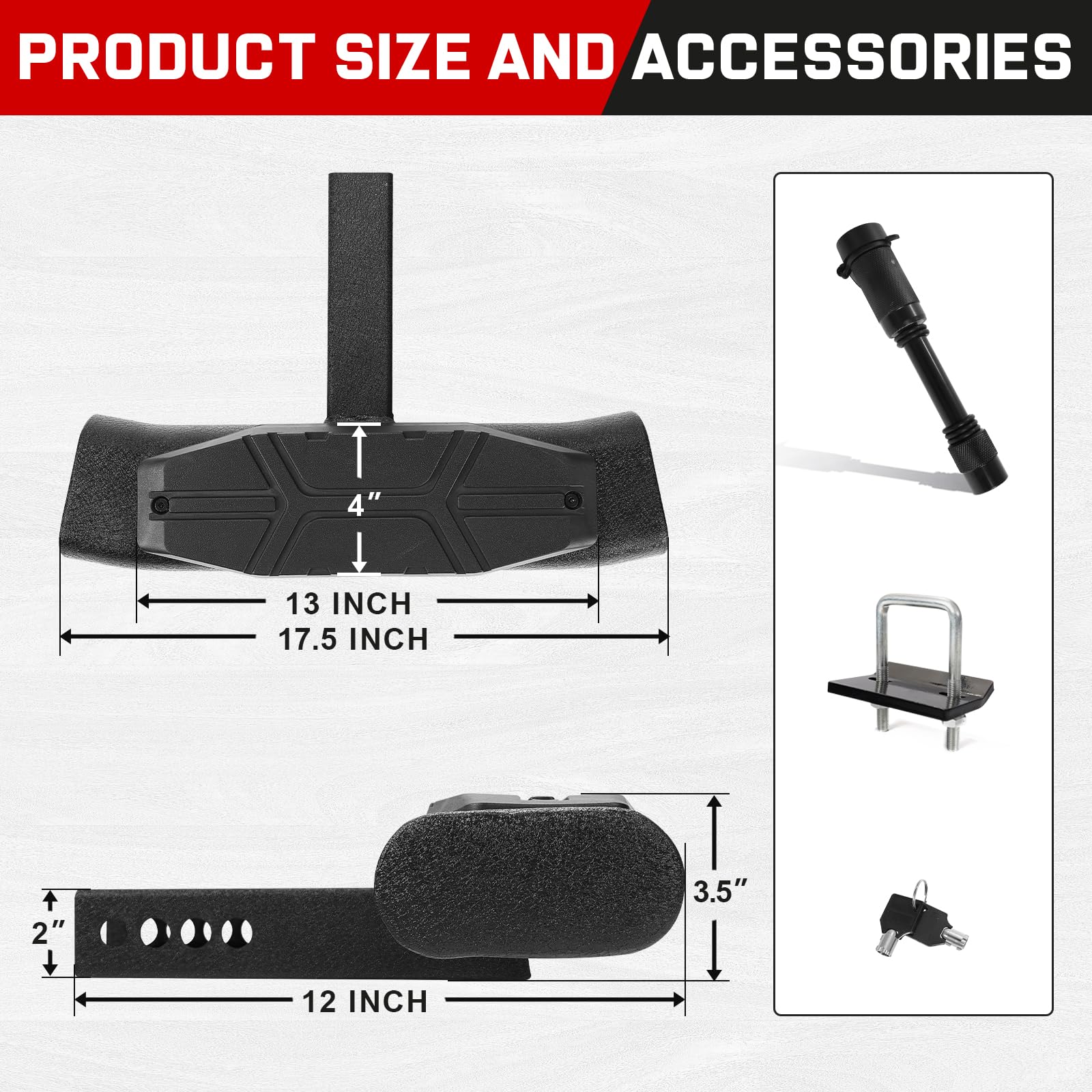 Trailer Hitch Step for 2 Hitch Receiver Universal Fit for Trucks SUV Car Van Carbon Steel with Dual-Stage — view 8
