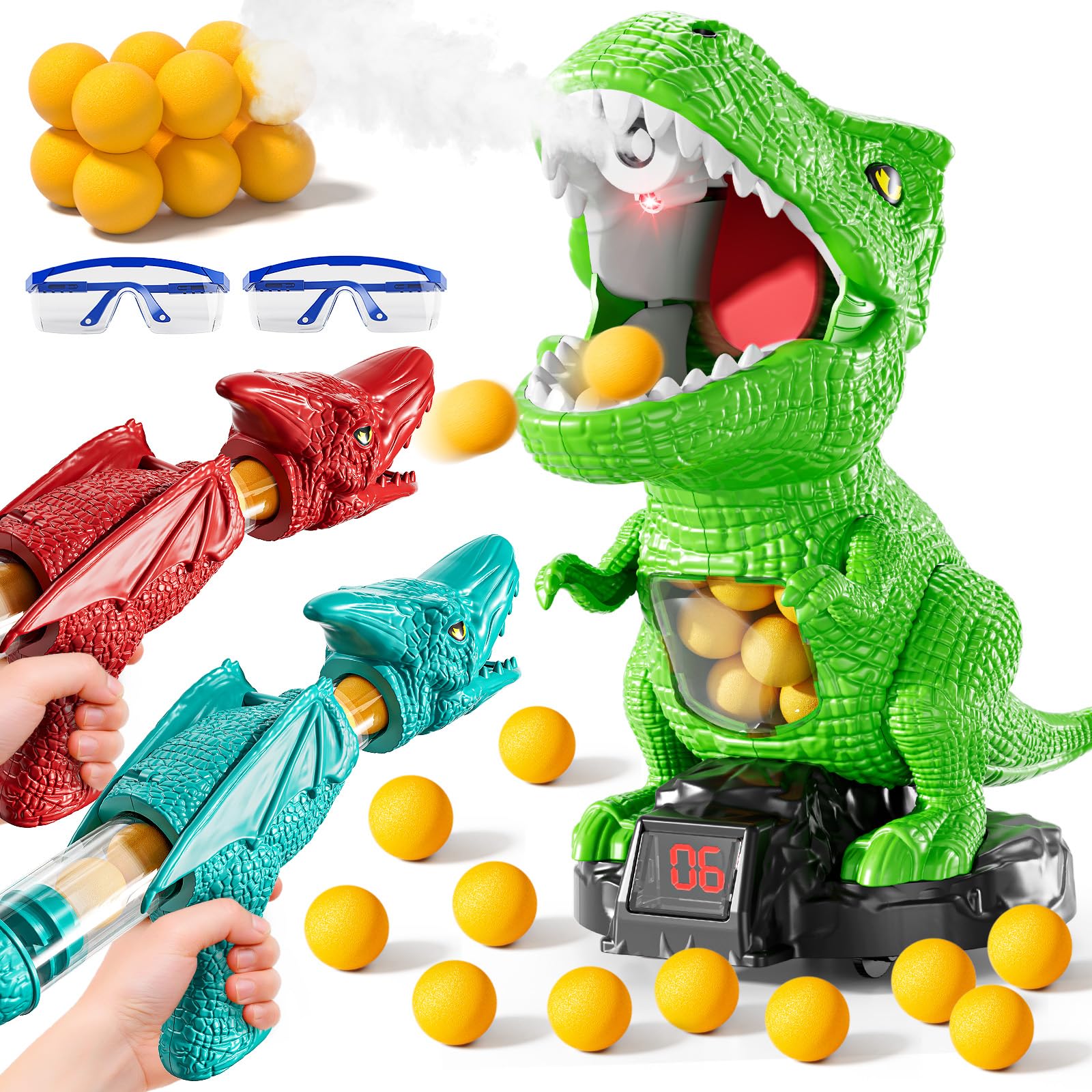 JUKUDAHU Dinosaur Shooting Toy for Kids Age 3-8, Movable Target