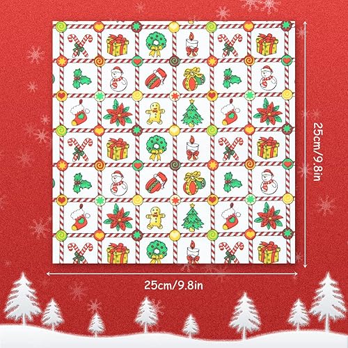 Miniatura 3 de Paquete de 20 sábanas de tela de cuadros gruesos de Navidad, 10 x 10 pulgadas, 100% algodón, 40 hilos, surtido de 20 patrones diferentes, incluye