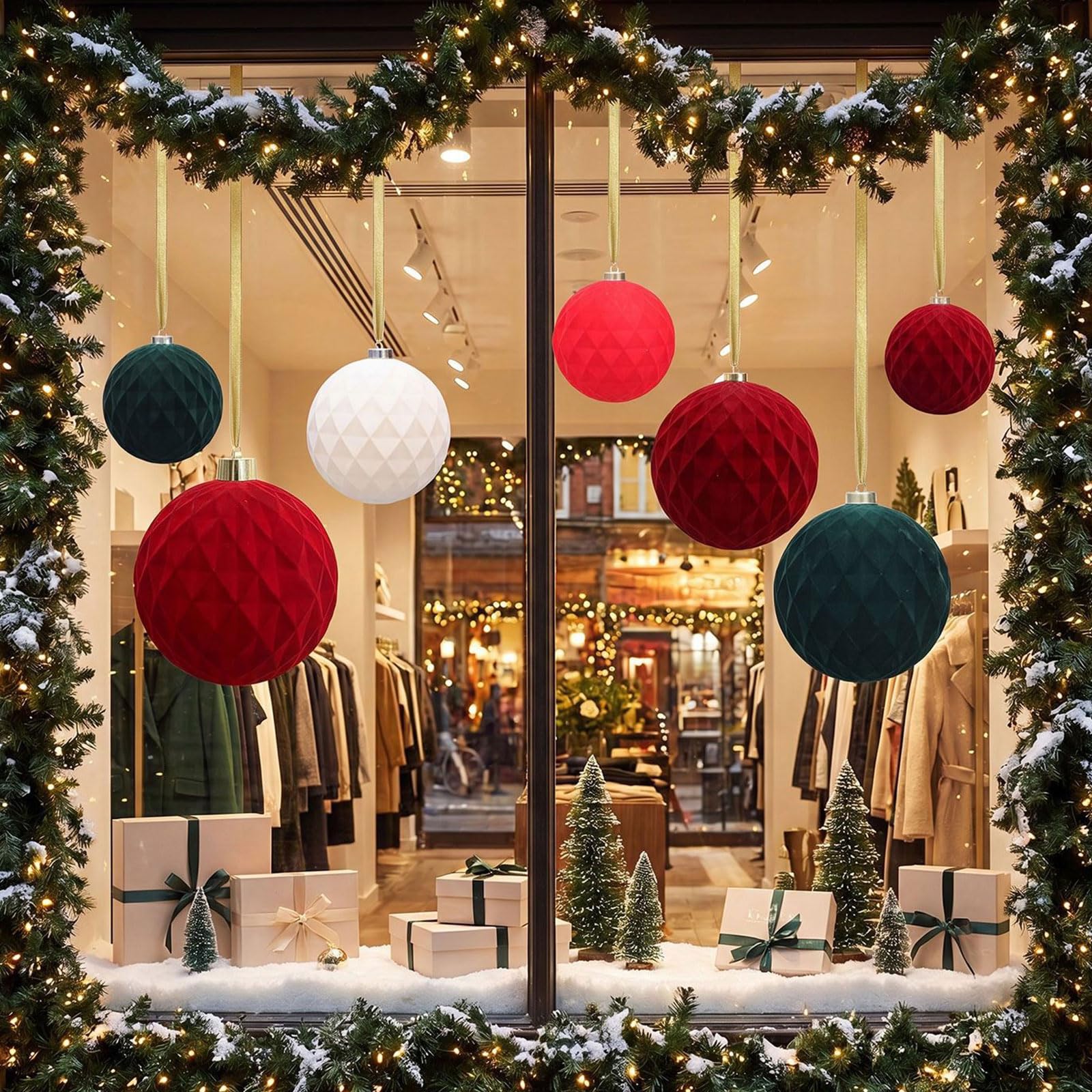 Colgante Decorativo de Bola de Felpa con patrón de rombo para Decoraciones de Techo para Fiestas navideñas en Varios tamaños Decoración centelleante para árbol de Navidad