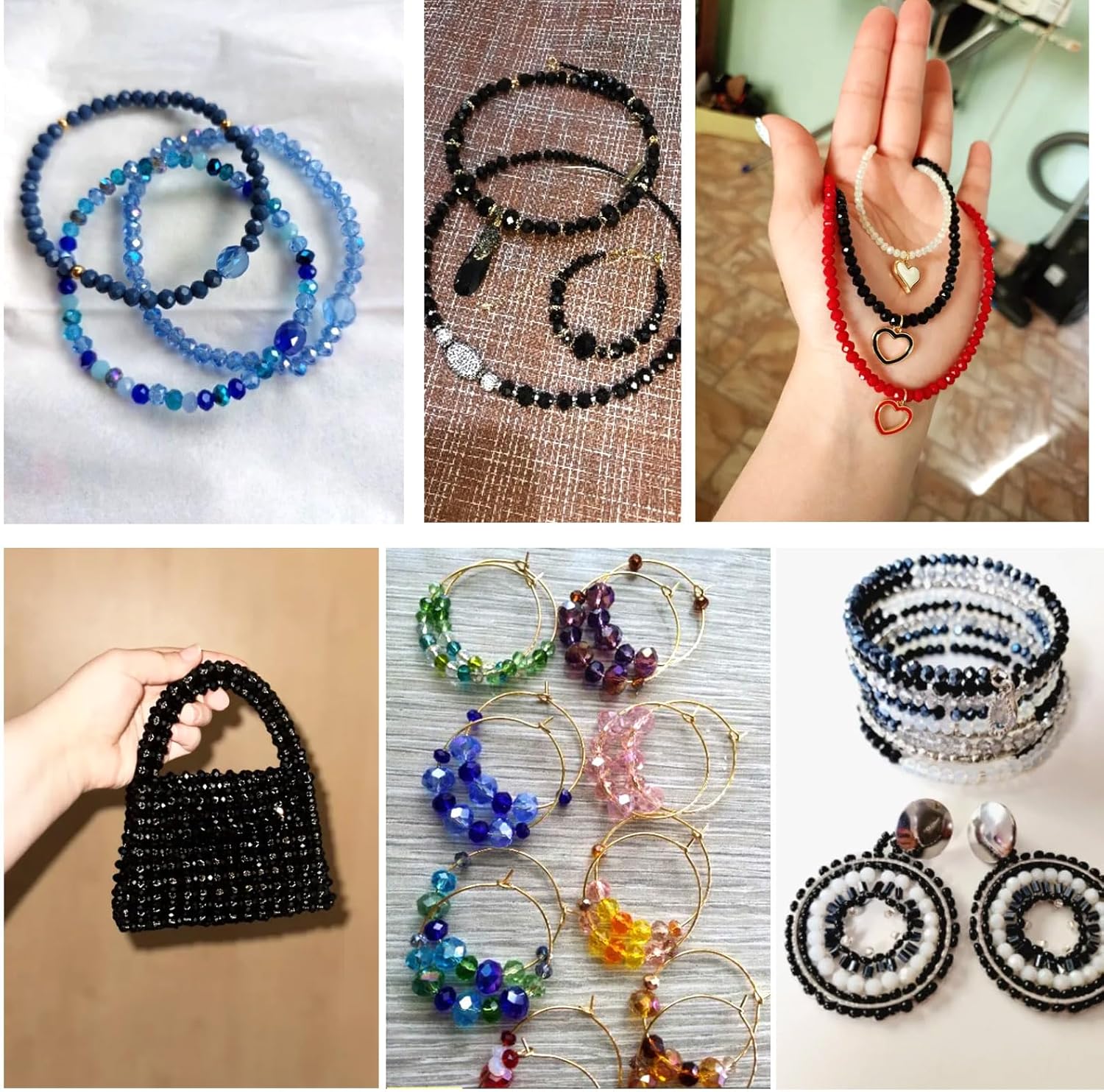 510 Pcs Briolette Crystal Glass Beads for Jewelry Making, 6mm Faceted Crystal Beads for Crafts Making, Amber Loose Rondelle Glass Bead for Bracelets Wind Chimes Suncatchers - Image 6