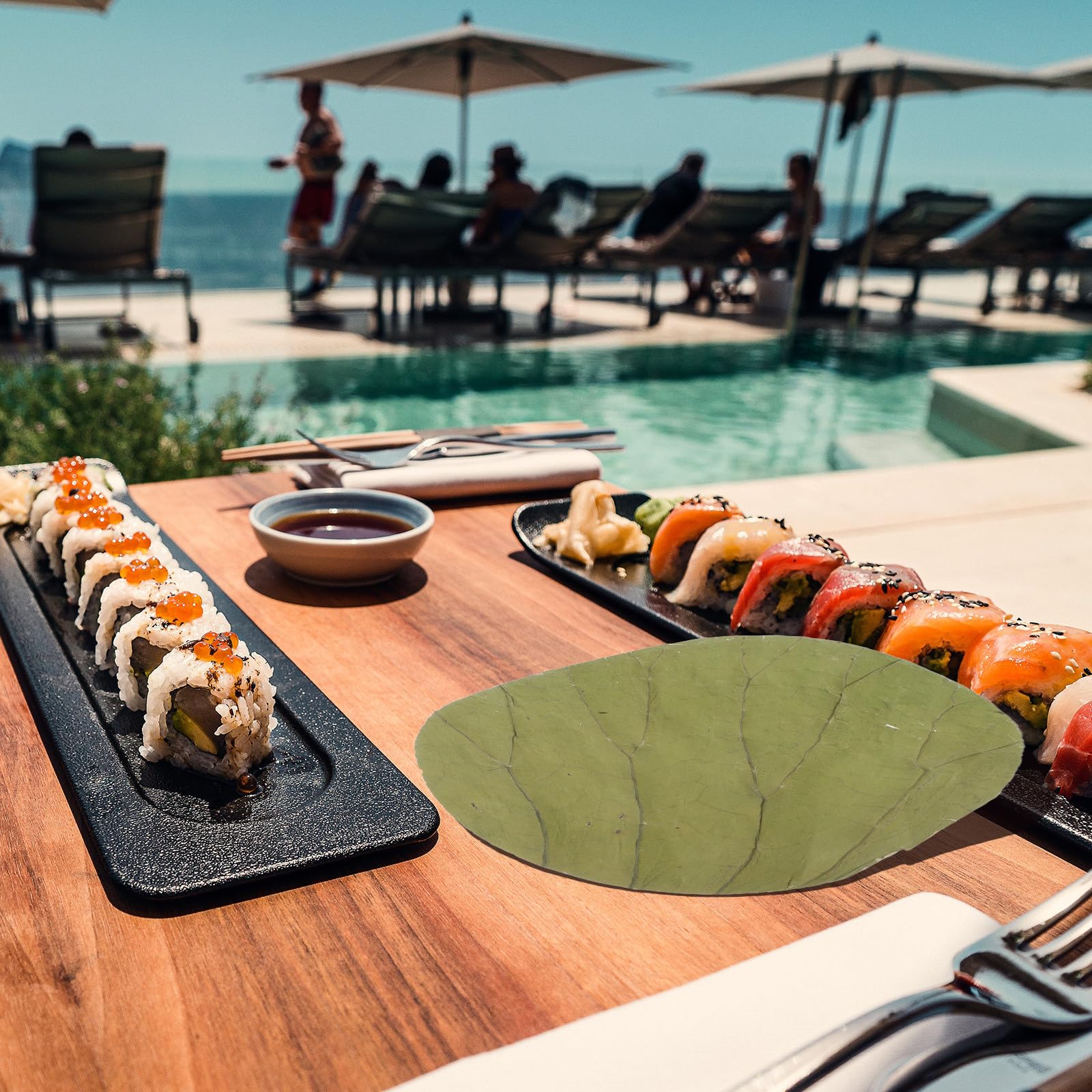 GARVALON Foglie di Loto Essiccate Rotonde di Rivestimento Naturale Affidabile e Sano 100 Pezzi per Sushi per Decorazioni e Preparazioni