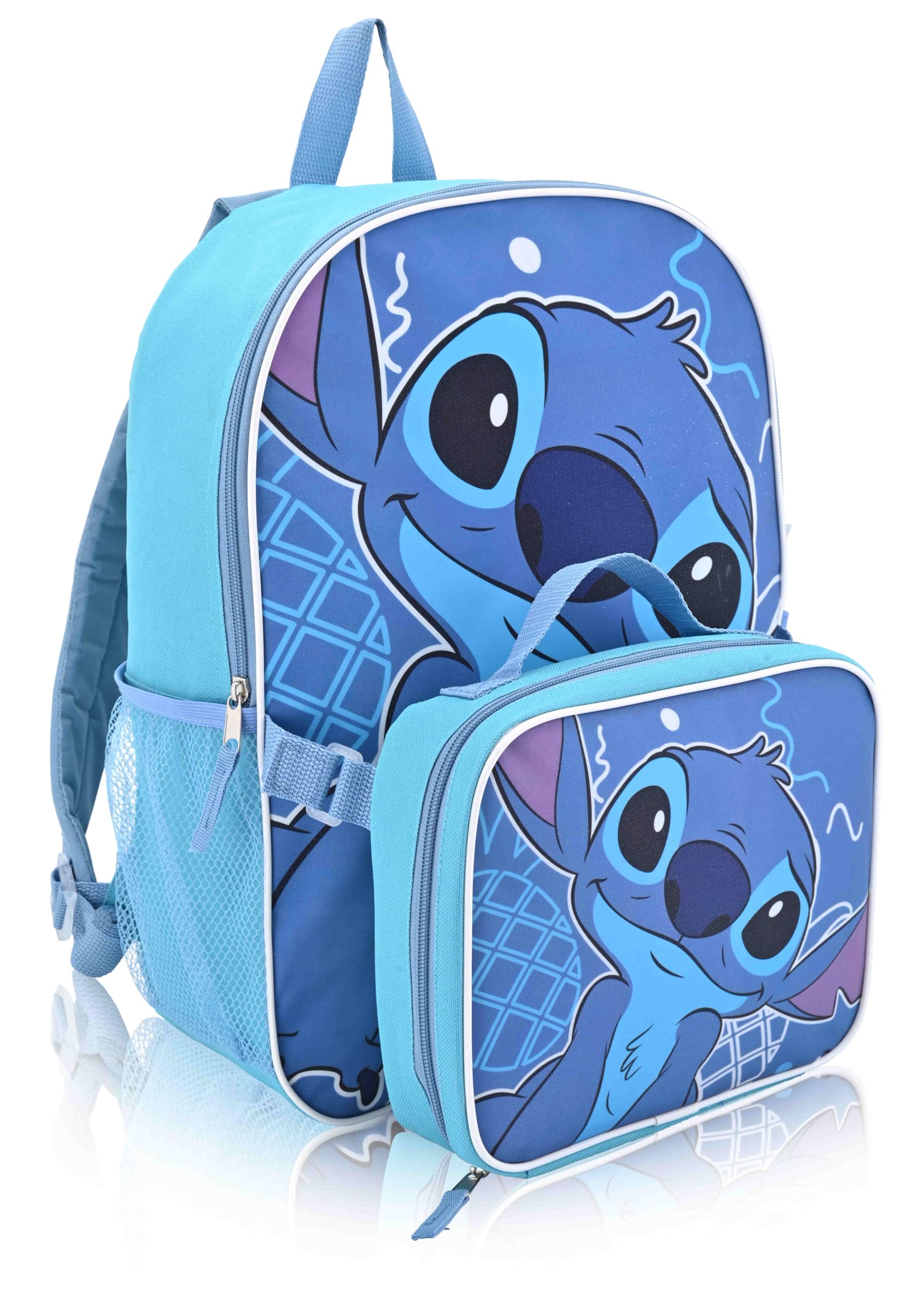 Fast Forward Disney Stitch 16" Backpacks With Lunch Bag - Licensed Characters Kids Schoolbag