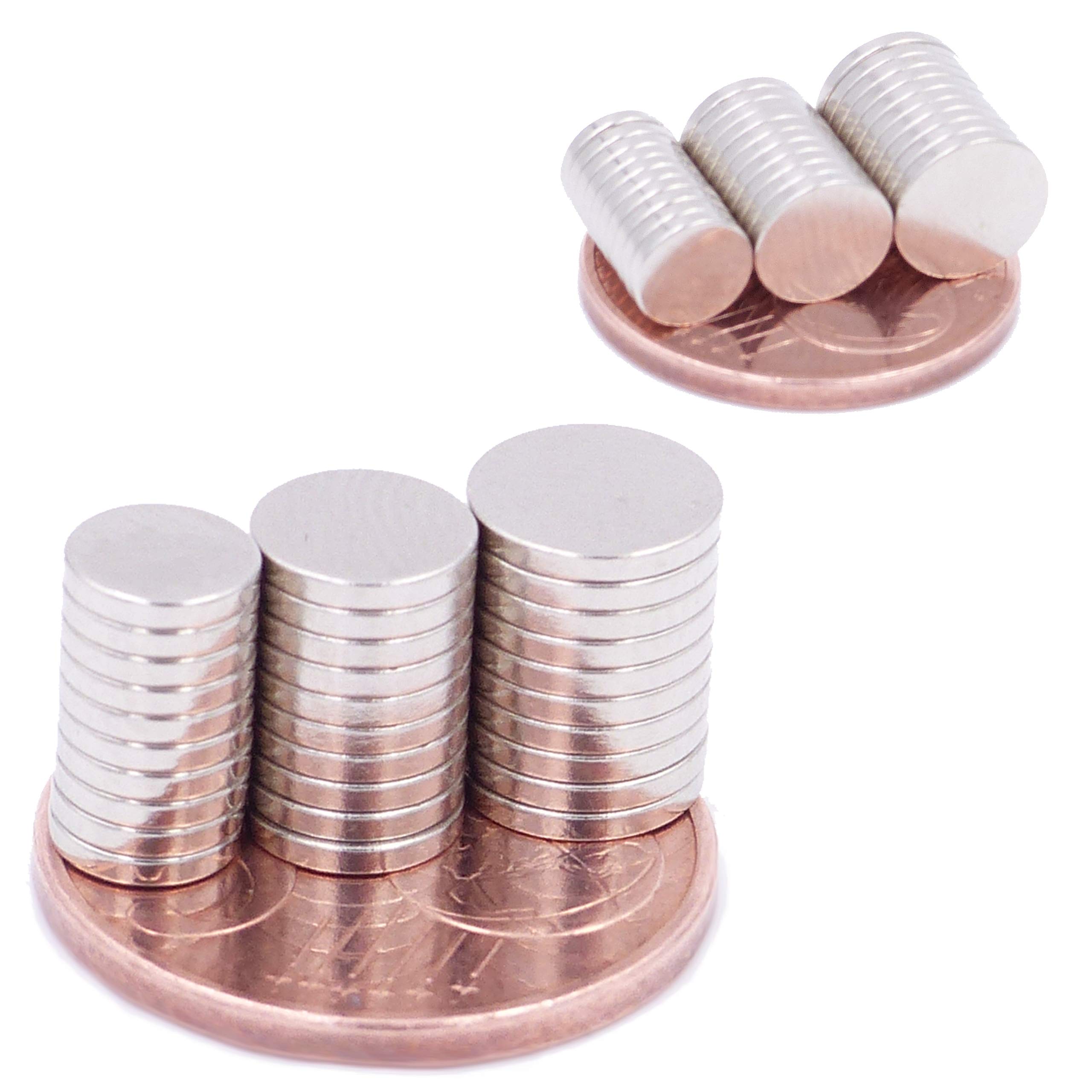 Set 30 Mini Magneti Al Neodimio N52 Ultra Potenti - Dischi 8x1, 9x1, 10x1 Mm - Per Modellismo, Fissaggi E Hobby