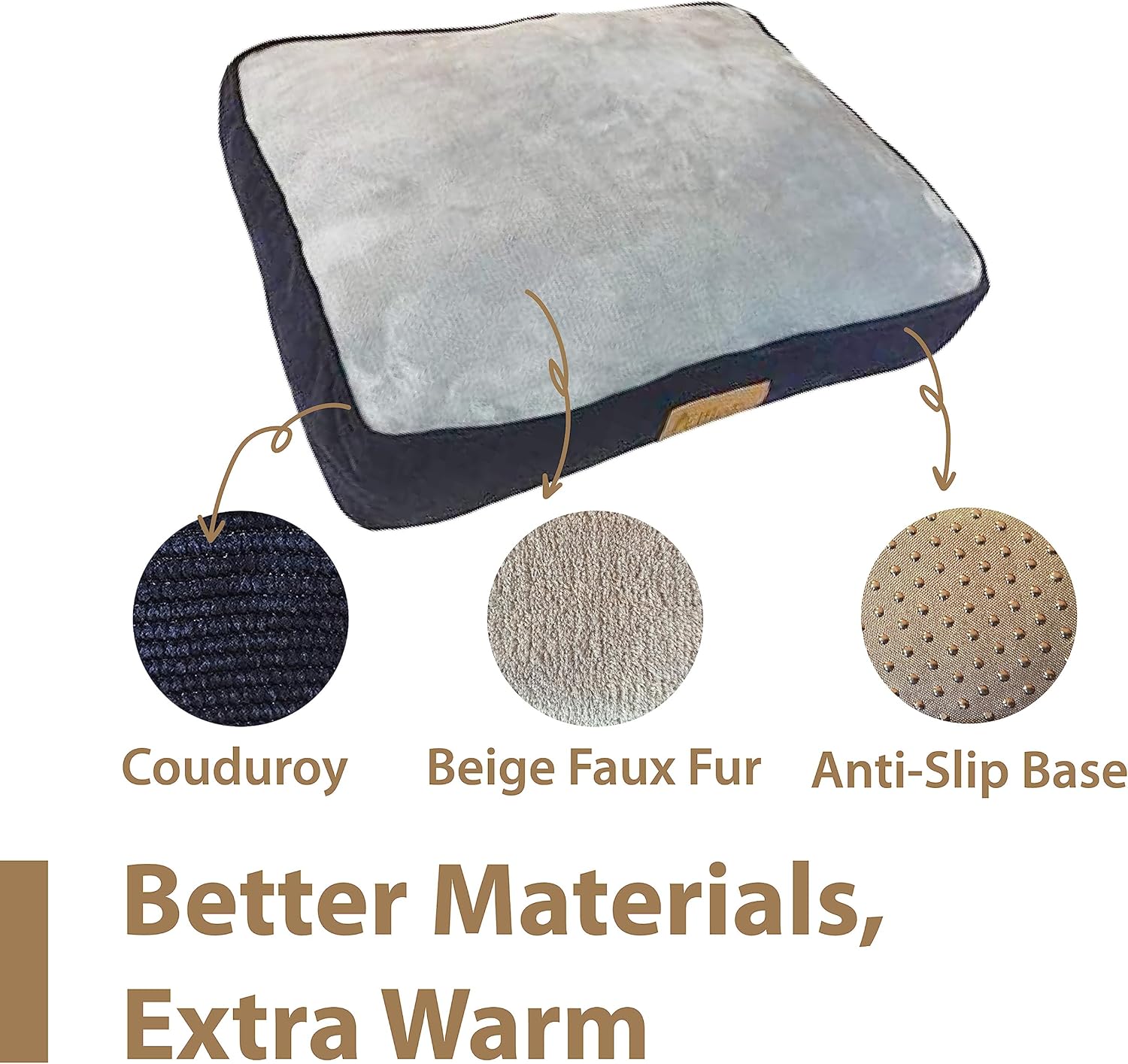 Ellie-Bo XL Dog Bed for 42-inch Dog Cage/Crate - Blue Corduroy/Grey FauxFur 3 81Z2OytJBTL. AC SL1500