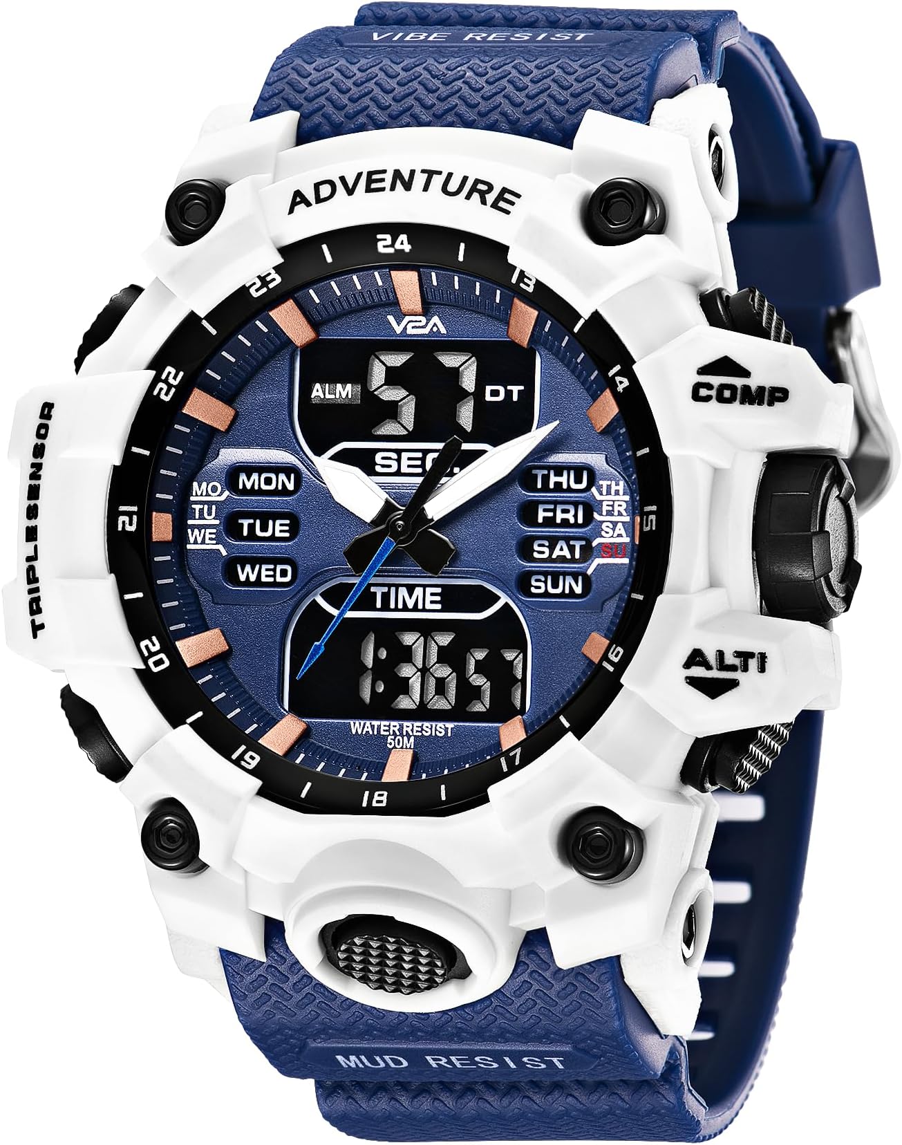 Bold & Big Dial Analog-Digital Sports Watch for Men | Multifunction Military Wristwatch | Gift for Men