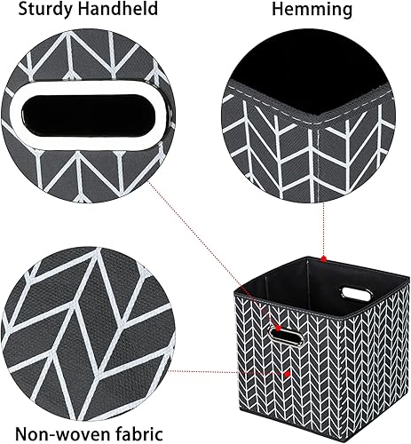 Miniatura 6 de Cubos de almacenamiento plegables negros, caja de almacenamiento de tela, cestas organizadoras con asas dobles para organizador del hogar, juego de