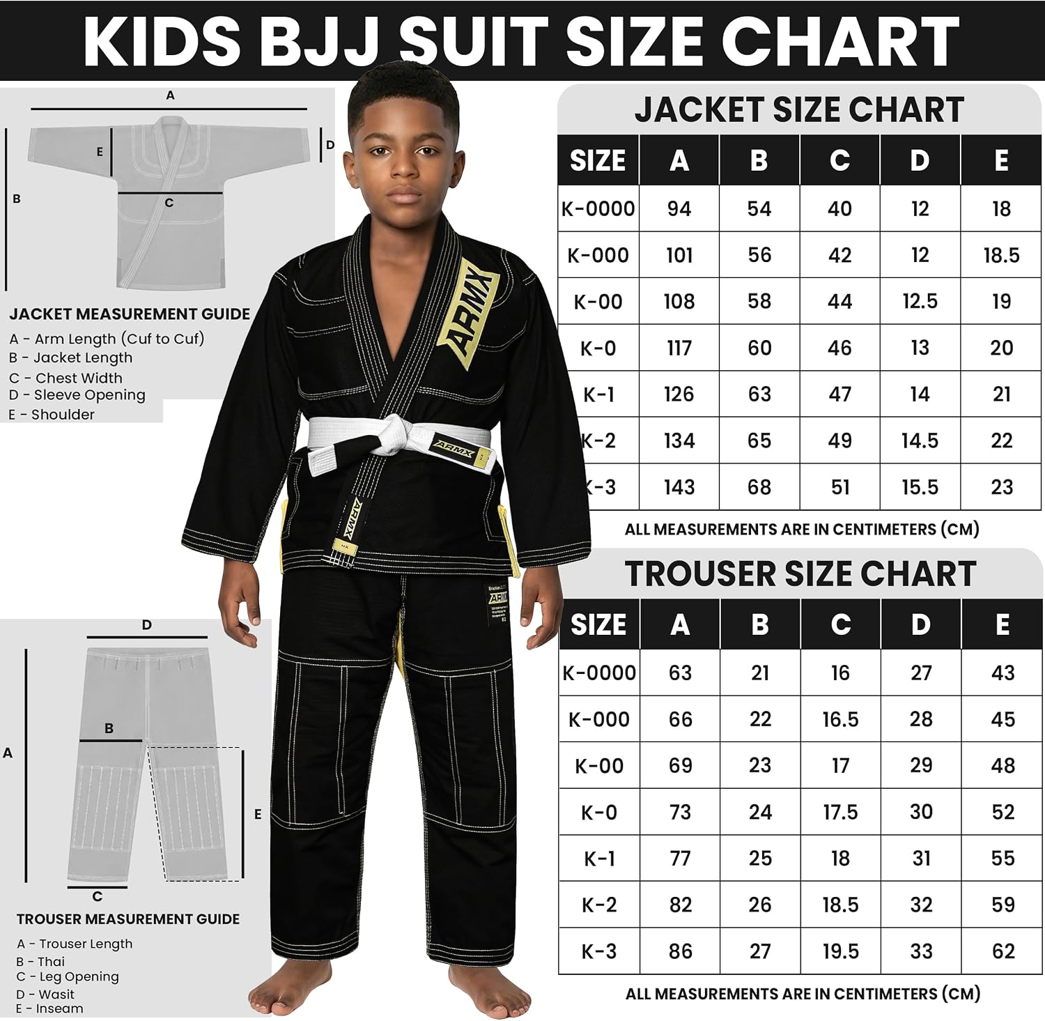 ArmX Sports IBJJF Ultra Light BJJ Brazilian Jiu Jitsu Gi for Kids with Preshrunk Fabric and Free Belt
