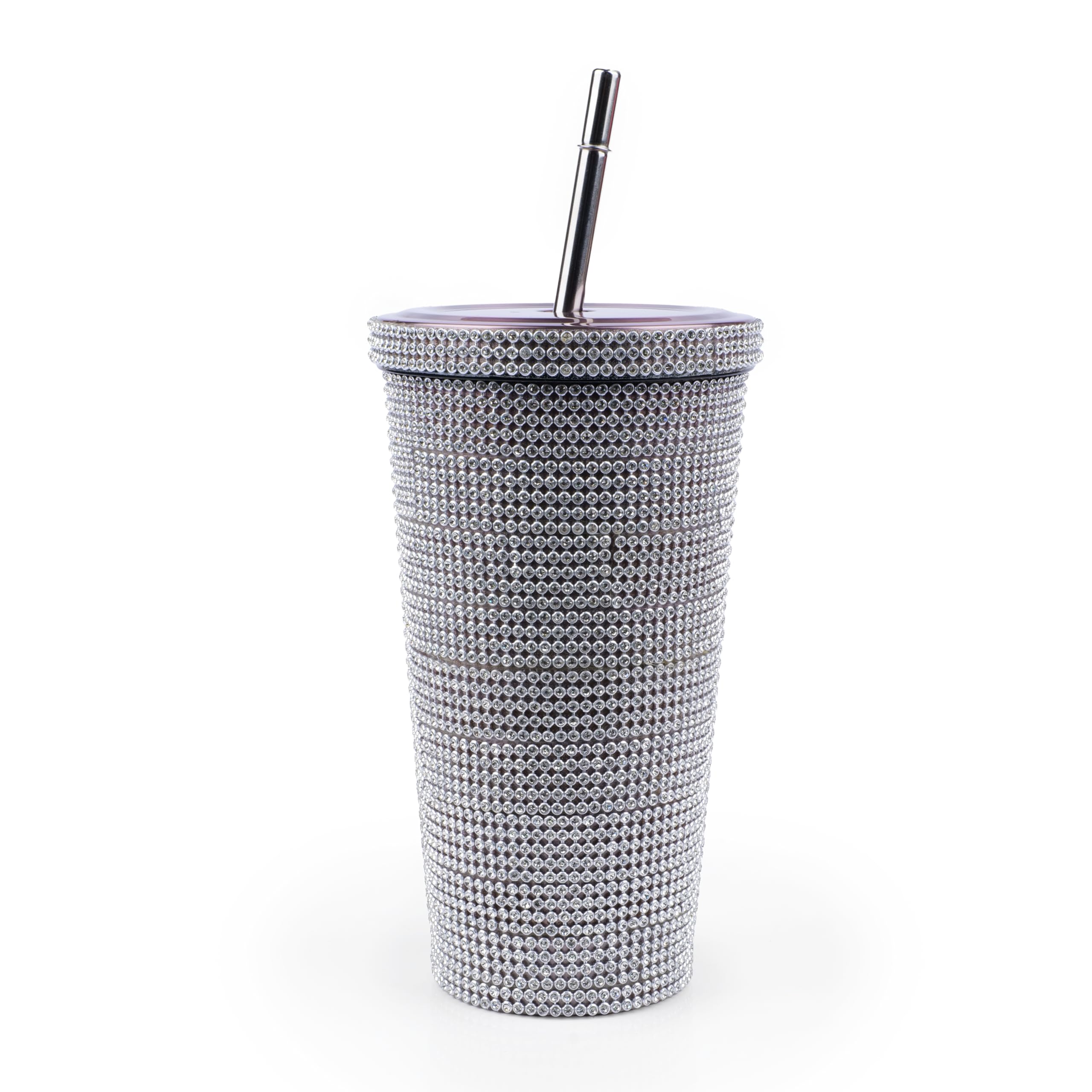 Rhinestone Tumbler with Straw, Bling Crystal Studded Travel Cup, Reusable Cold Drink Tumbler for Women, Glam Gift for Birthday, Party & Daily Use