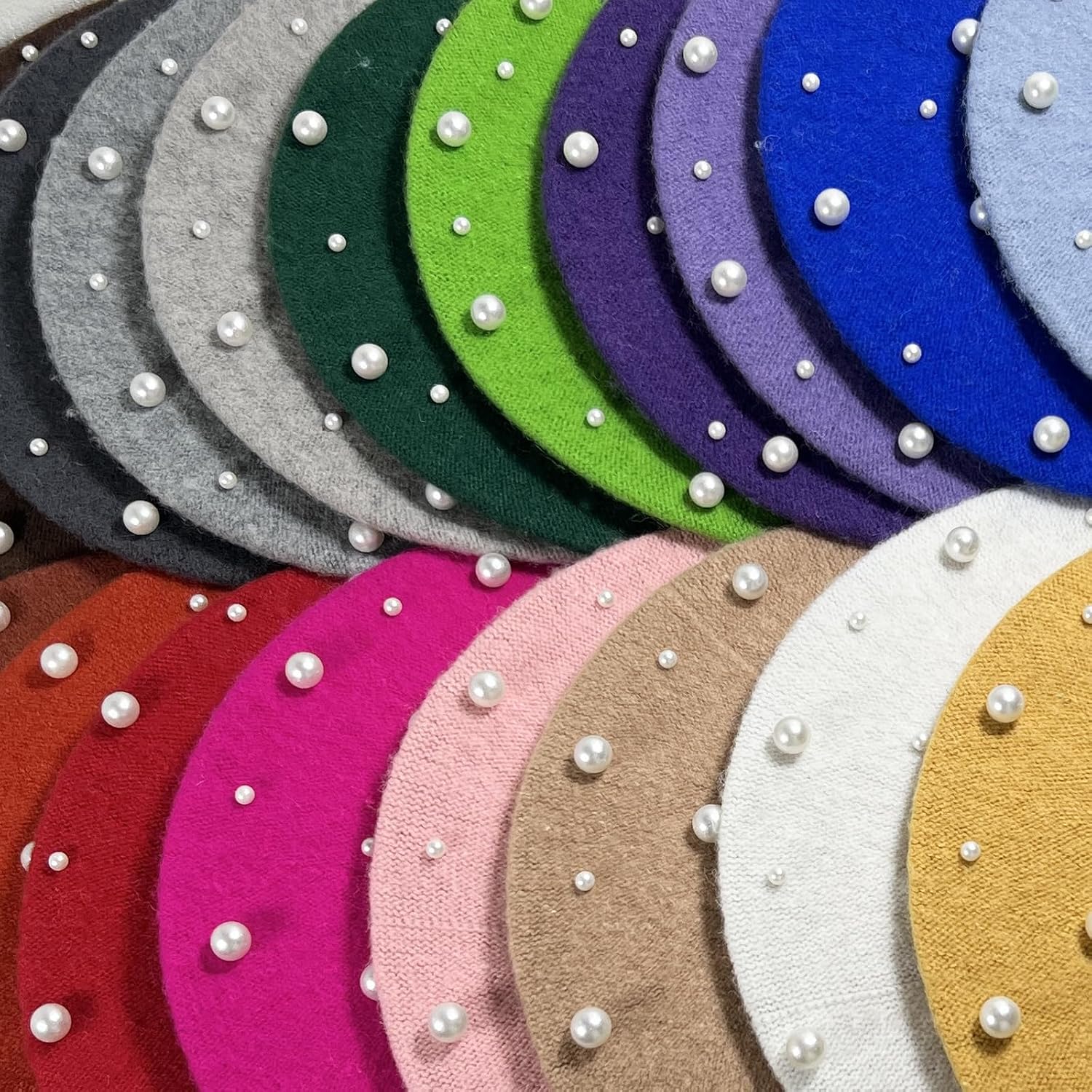 yolrdiw Women's Elegant French Beret Beaded Pearl Wool Hat Artist Cap for Wedding Party