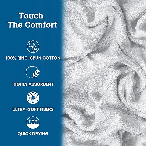 Miniatura 6 de Casa Lino Toallas de mano 100% algodón para baño, toallas de cocina suaves, altamente absorbentes y de secado rápido, juego de toallas de gimnasio,