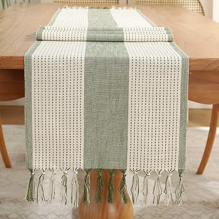 Besbesme Farmhouse Table Runner Burlap Style 13 x 90