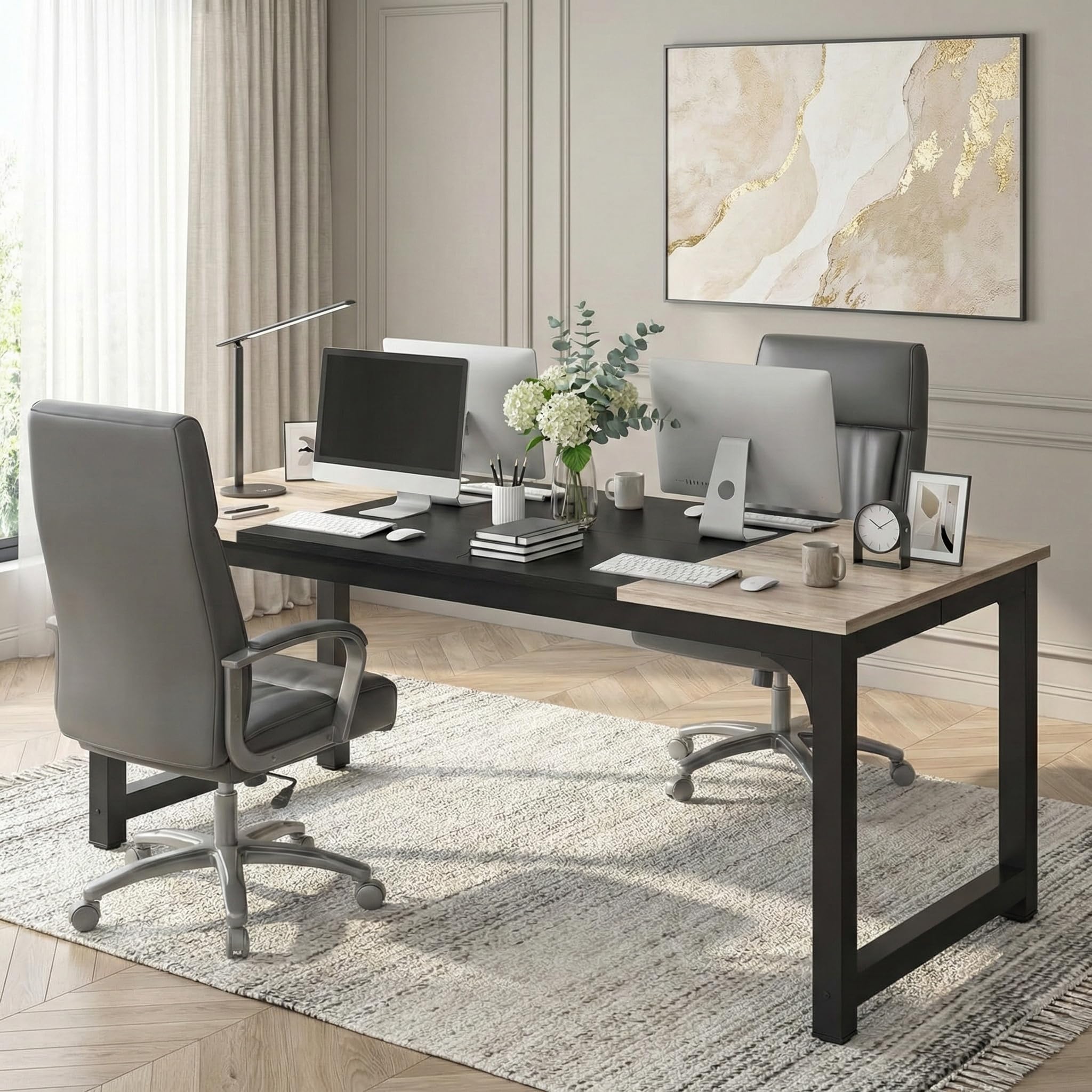 Lailang 180cm Escritorio, Mesa Portátil Ordenador, Mesa de Oficina Despacho, Mesa Escritorio Madera, Escritorio Estudio Musical, Mesa Oficina Grande, 180 x 80 x 75 cm, Negro