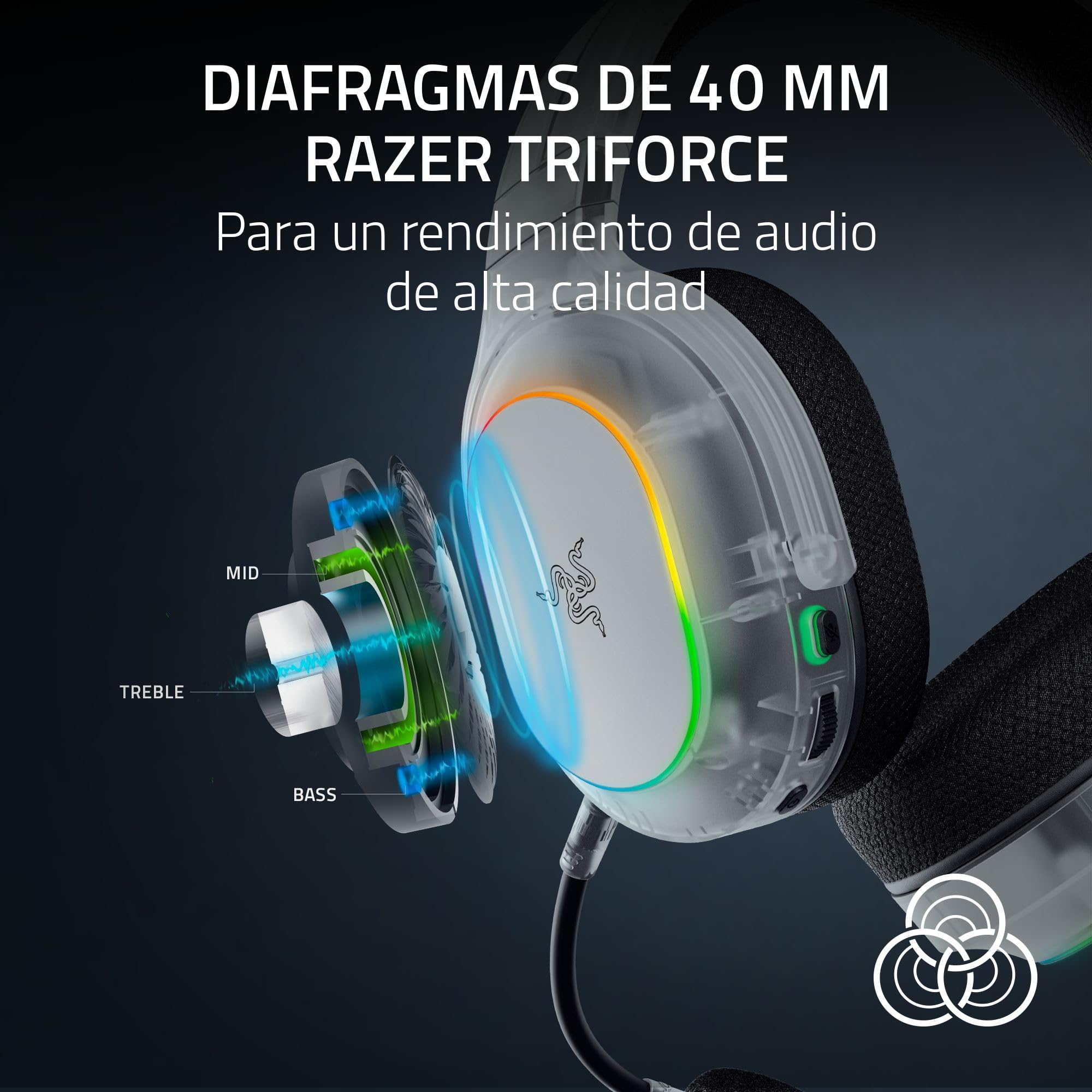 Razer Barracuda X Chroma Phantom White - Auriculares inalámbricos para Juegos multiplataforma - 285 g - Triforce de 40mm - Dual Wireless HyperSpeed y Bluetooth - Chroma RGB | Edición Phantom White