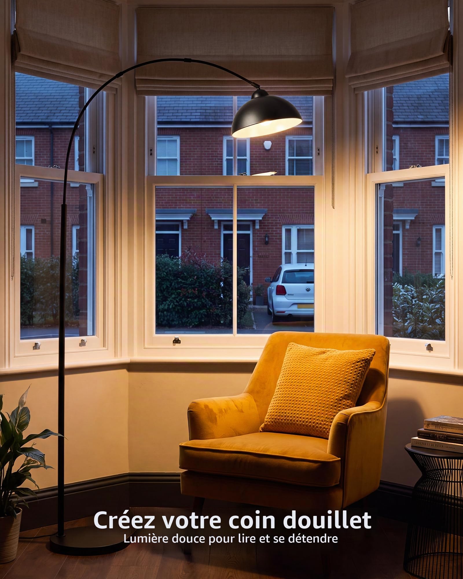 Lampadaire sur Pied Salon Arc Moderne Noir 204 cm E27 Incluse OVEL FL02