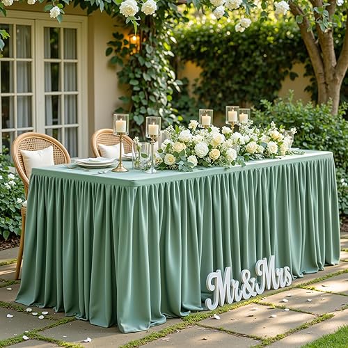 Miniatura 69 de Wish Care Paquete de 2 manteles rectangulares negros para mesas de 6 pies, manteles ajustables de poliéster elásticos 6T para fiestas, bodas, ferias