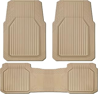 CAR PASS Heavy Duty Rubber Floor Mats for Car, Waterproof Liner Deep Dish Car Mats Full Sets, Universal Trim to Fit for SUV Truck Sedans Vans, All Weather Automotive Floor Mats 3pcs, Solid Beige