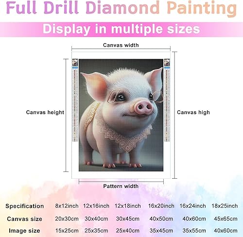 Miniatura 2 de Noche Kits de pintura de diamantes de cerdo lindo para adultos, kits de arte de diamantes 5D para bricolaje, diamante de taladro completo para