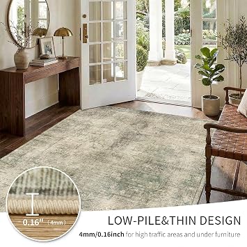 Green Rugs for Living Room Vintage Washable 6x9 Area Rug Bedroom