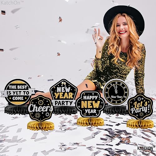 Miniatura 5 de KatchOn, Centros de mesa de Feliz Año Nuevo, paquete de 9, decoración de centros de mesa de panal de abeja con purpurina, centros de mesa de Año