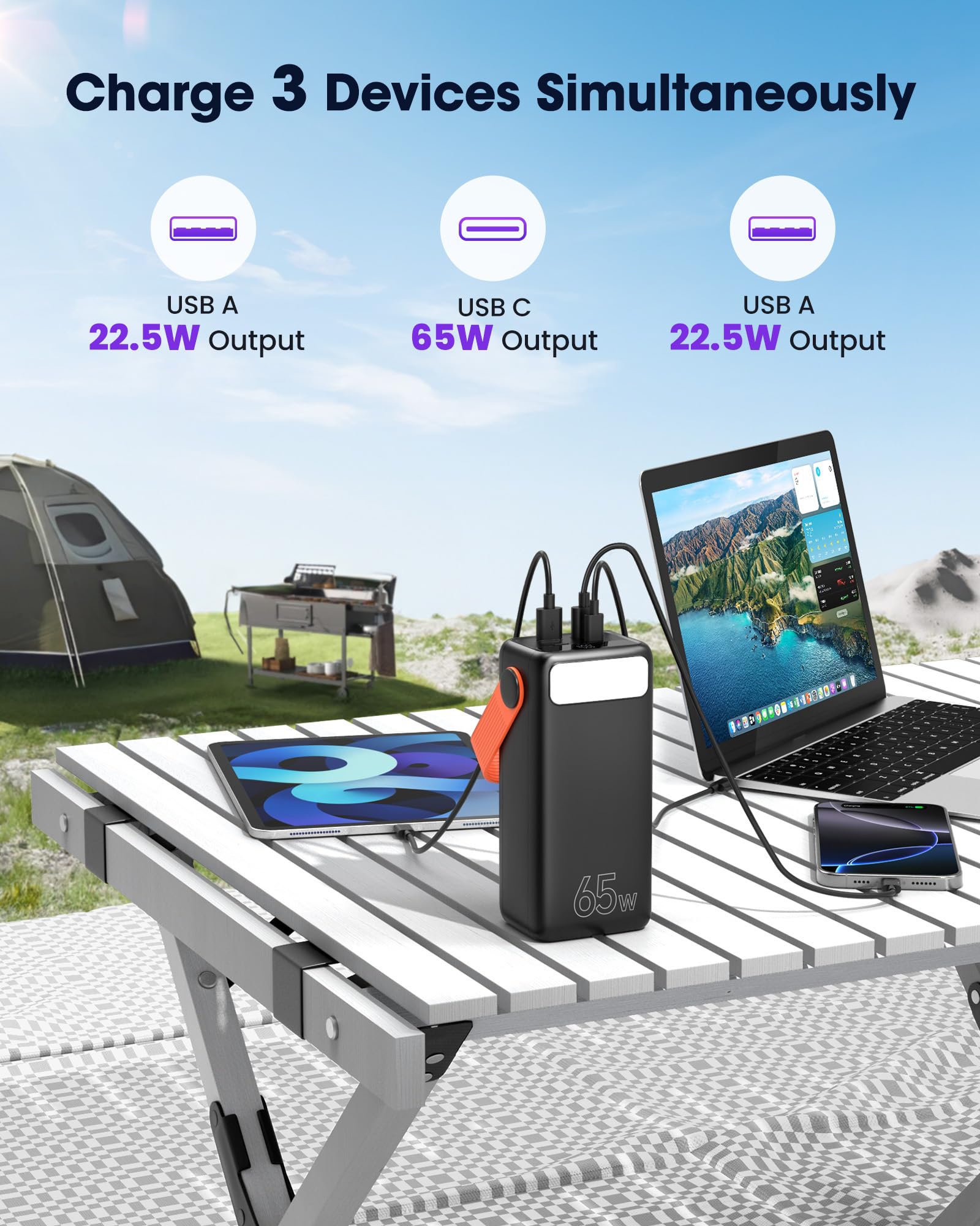 60000mAh 65W Batterie Externe, Laptop Fast-Charging Power Bank