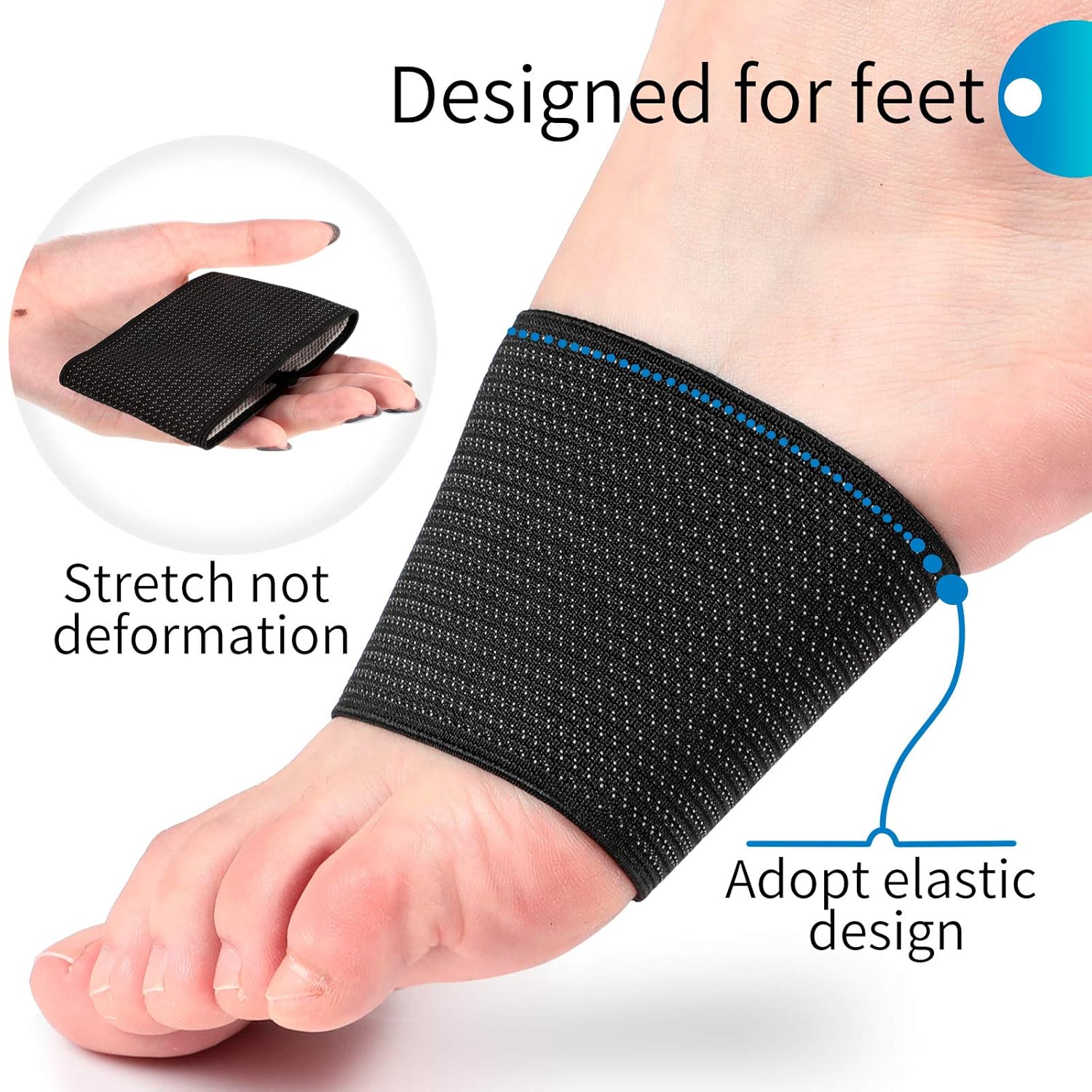 Geyoga 2 Pairs Compression Foot Arch Support for Women and Men Plantar Fasciitis Arch Support Sleeves Braces Sports Bandage Orthotics Unisex Foot Wrap for Flat Feet Heel Spurs Feet Care Pain Relief - Image 4