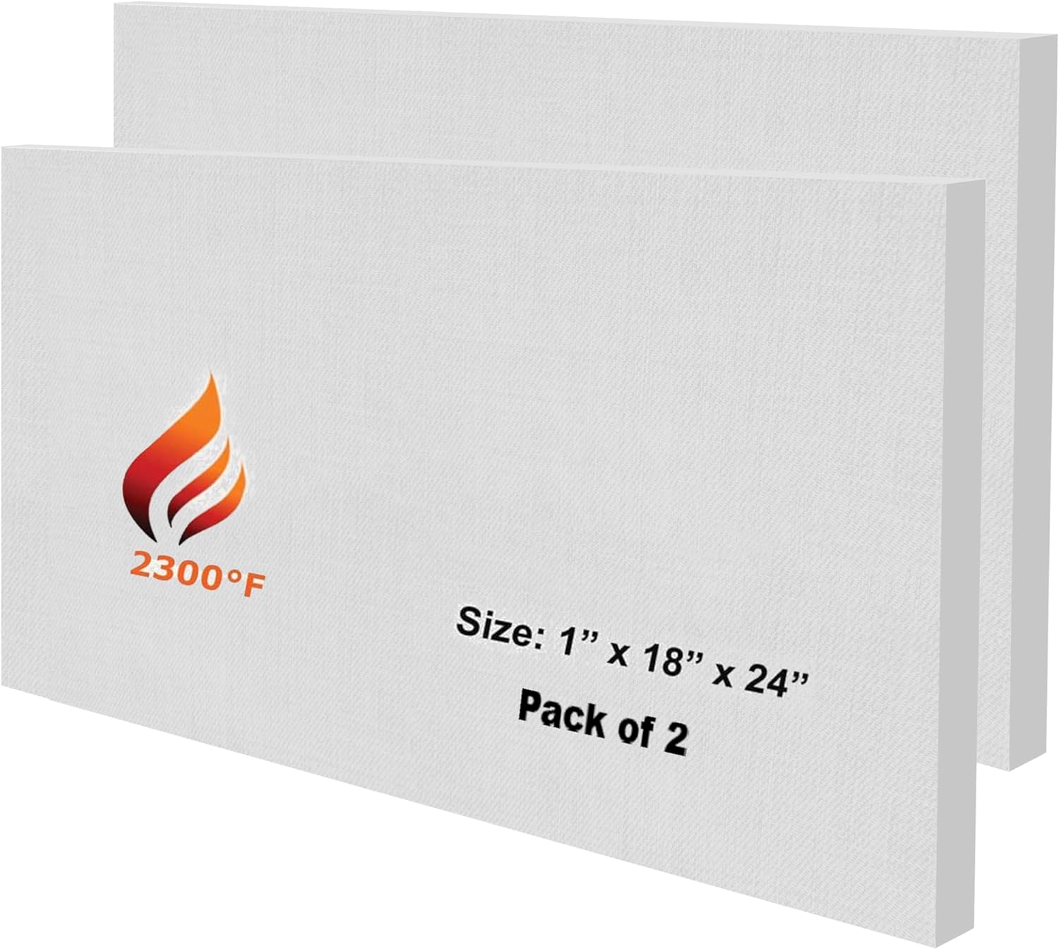 2 Pack Ceramic Fiber Board - 2300F Rated, 1" x 18" x 24", Fireproof Board, Ceramic Fiber Insulation Board for Stove, Furnace, Forge, Kiln, Boiler, Pizza Oven, Fireplace Baffle Board