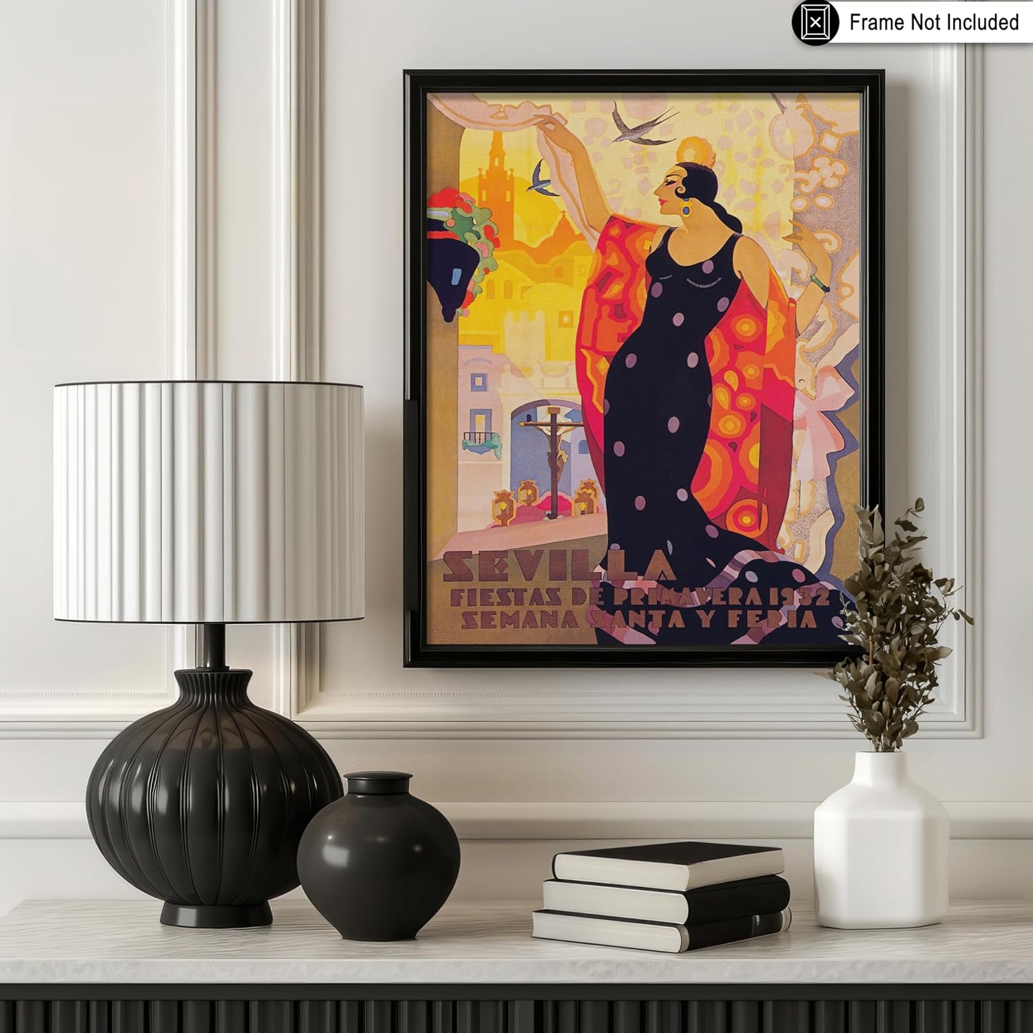 Poster Master Vintage Travel Poster - Retro Sevilla Print - Spain Art - Fiestas Primavera Art - Chic Gift for Him, Her, Travel Lover - Decor for Bedroom, Living Room, Office - 16x20 UNFRAMED Wall Art