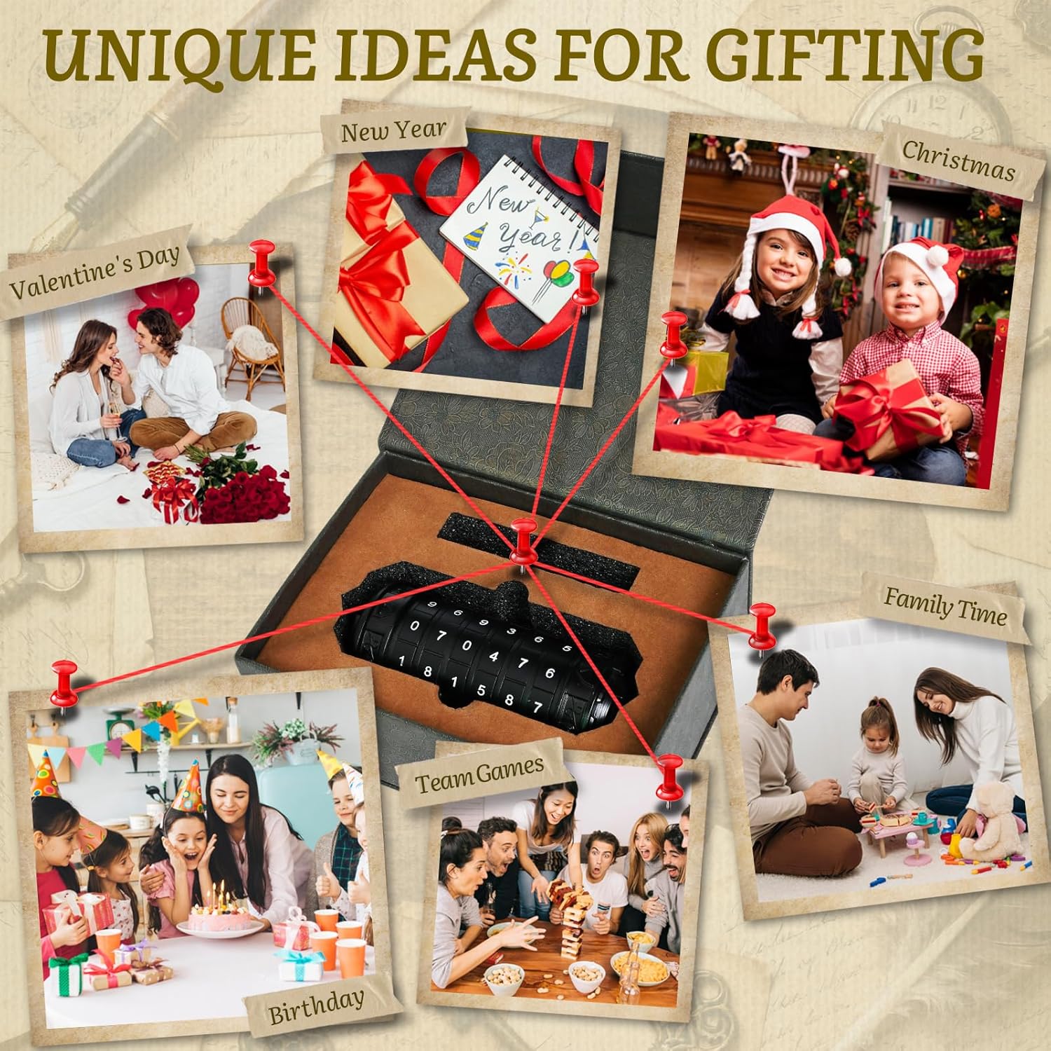 wellsee Cryptex Da Vinci Code Numeric Lock-Metal Puzzle Boxes with Hidden Compartments-Money Box for Cash Gift-Unlock Games for Adults-Creative Holiday Birthday for Woman & Men-Black