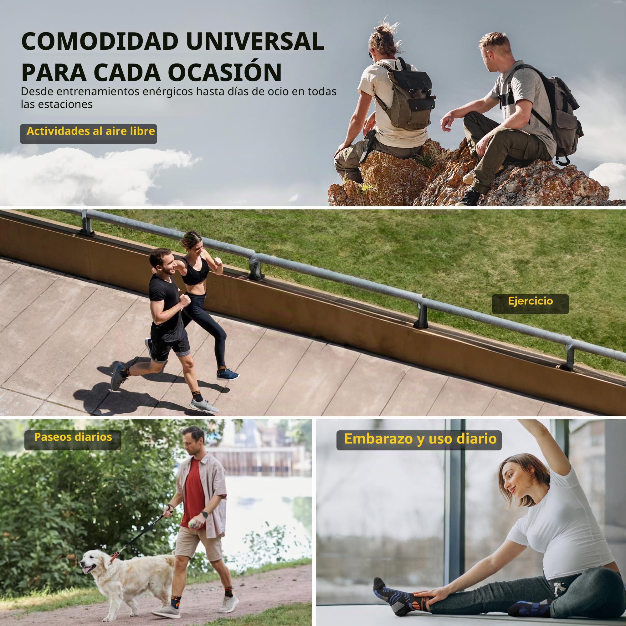 CAMBIVO Medias Compresion Cortos Mujer Hombre 2 Pares, Calcetines Deporte, Medias de Compresión, Calcetines Tobilleros Antiampollas Transpirable para Fascitis Plantar, Varices Running Avion Enfermera