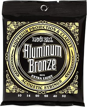 Ernie Ball Ekstra Hafif Alüminyum Bronz Akustik Gitar Telleri, Ölçü 10-50