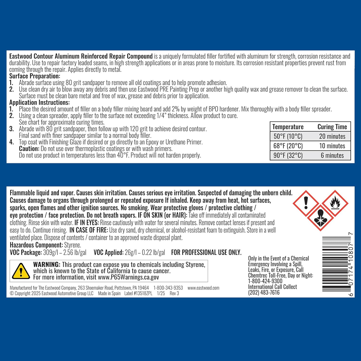 Eastwood Contour® Aluminum Reinforced Repair Compound Body Filler