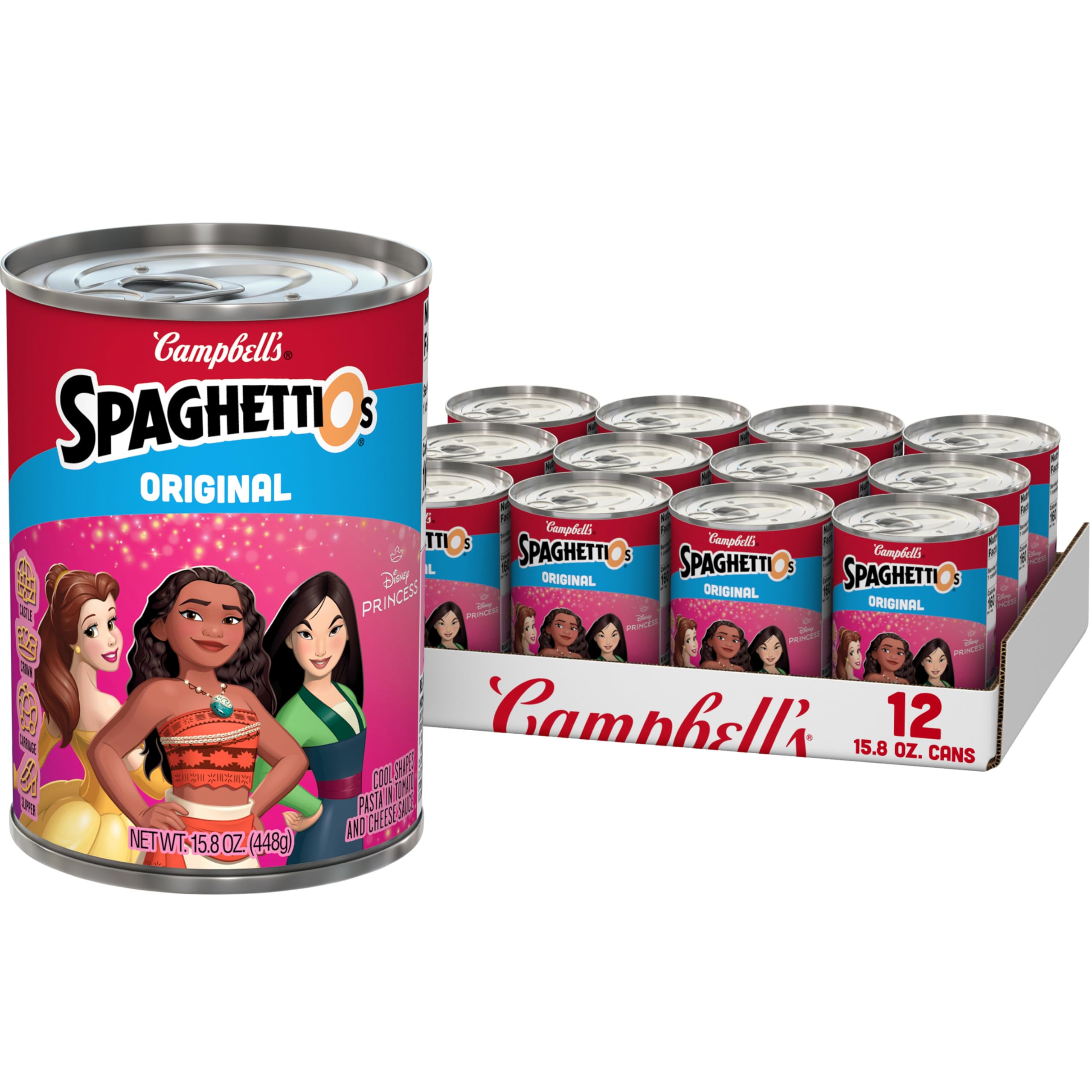 SpaghettiOs Original Disney Princess Shapes Canned Pasta, 15.8 OZ Can (12 Pack)