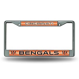 Rico Industries Cincinnati Bengals Bling Chrome License Plate Frame with Glitter Accent