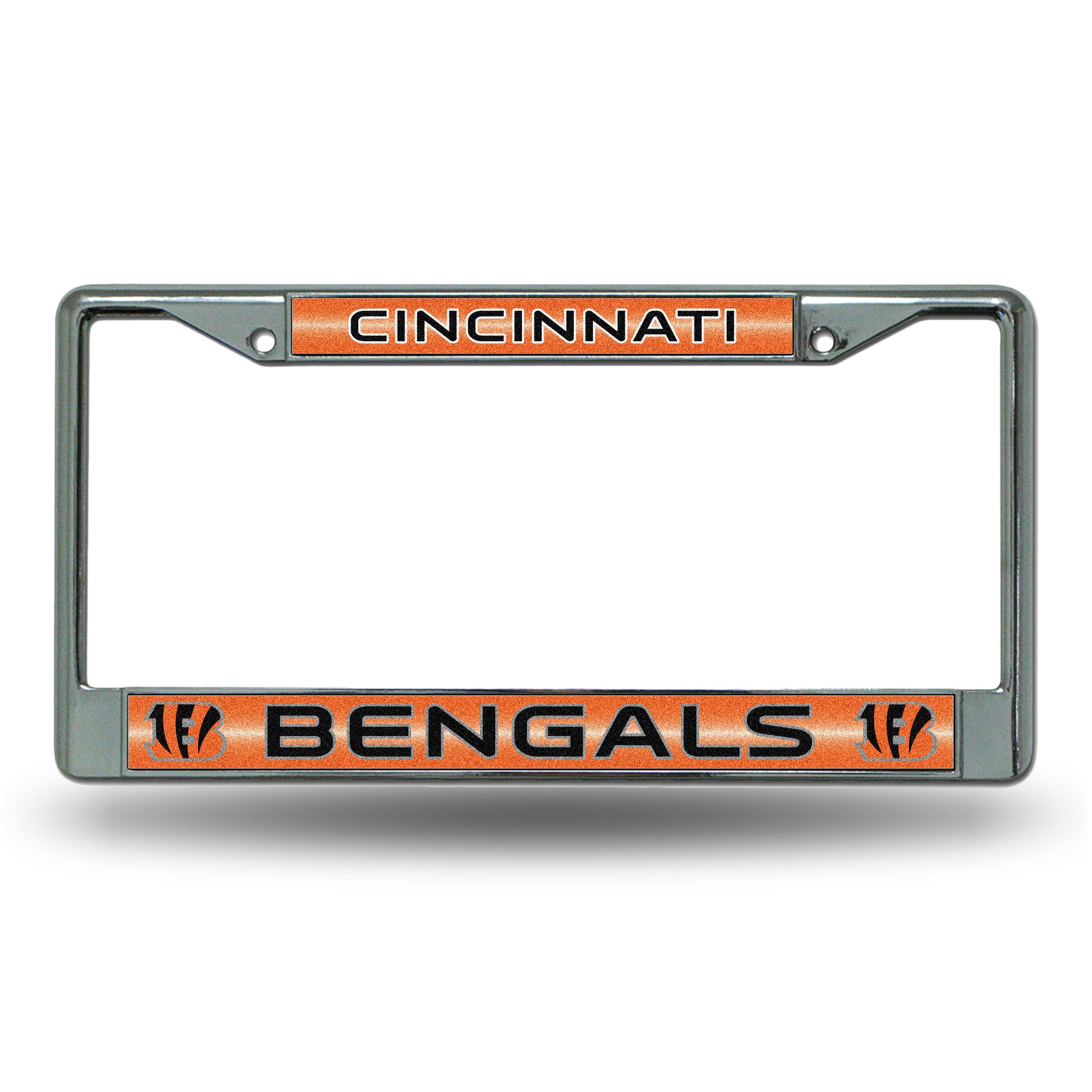 Rico Industries NFL Bling Chrome License Plate Frame with Glitter Accent, Cincinnati Bengals