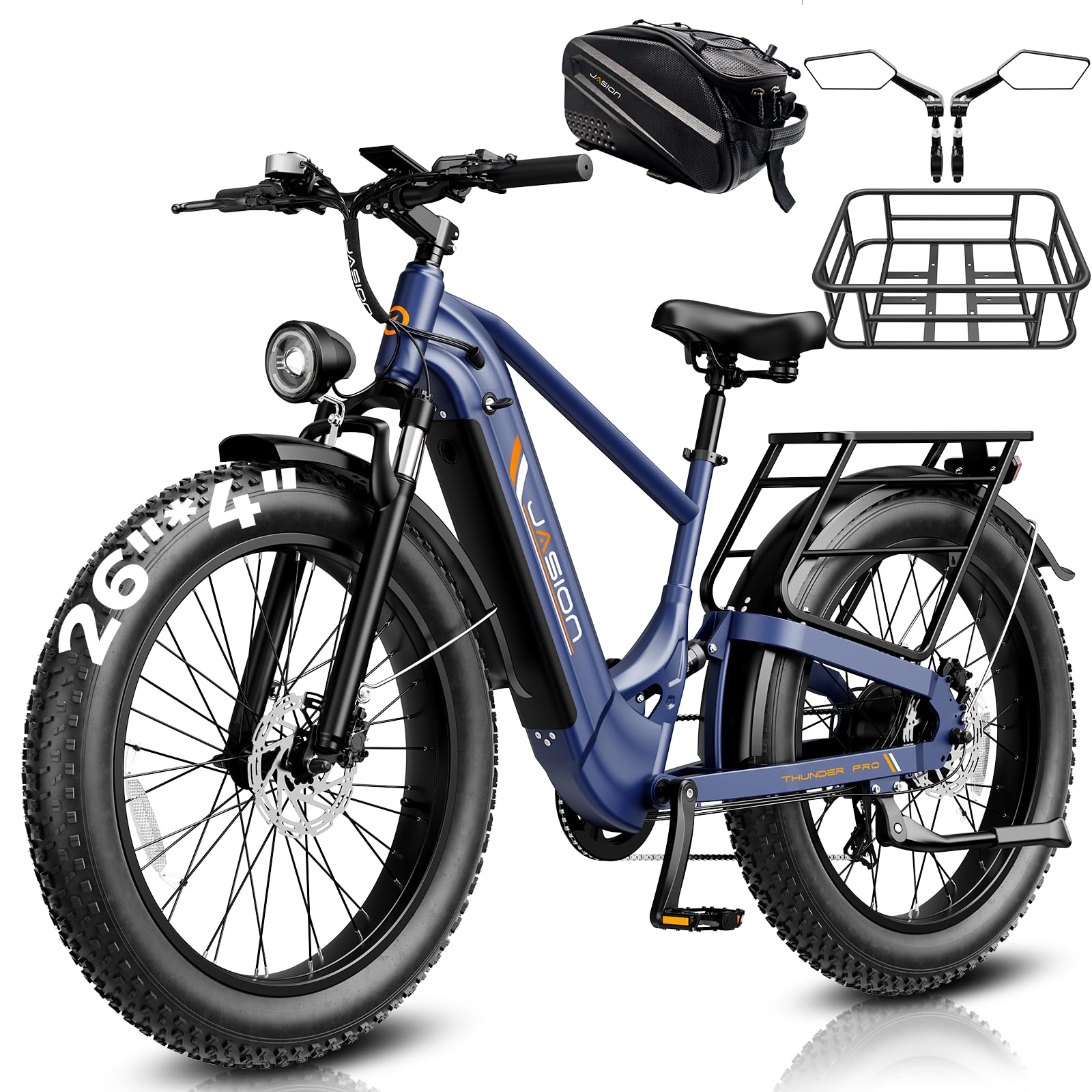 Jasion Thunder PRO/ST Electric Bike,2000W Peak Ebikes for Adults,26''Fat Tire Best Ebike for Men,90 Miles with 1040Wh Battery,35 MPH Max Speed Bicycles,500 lbs Capacity,Certified By UL2849